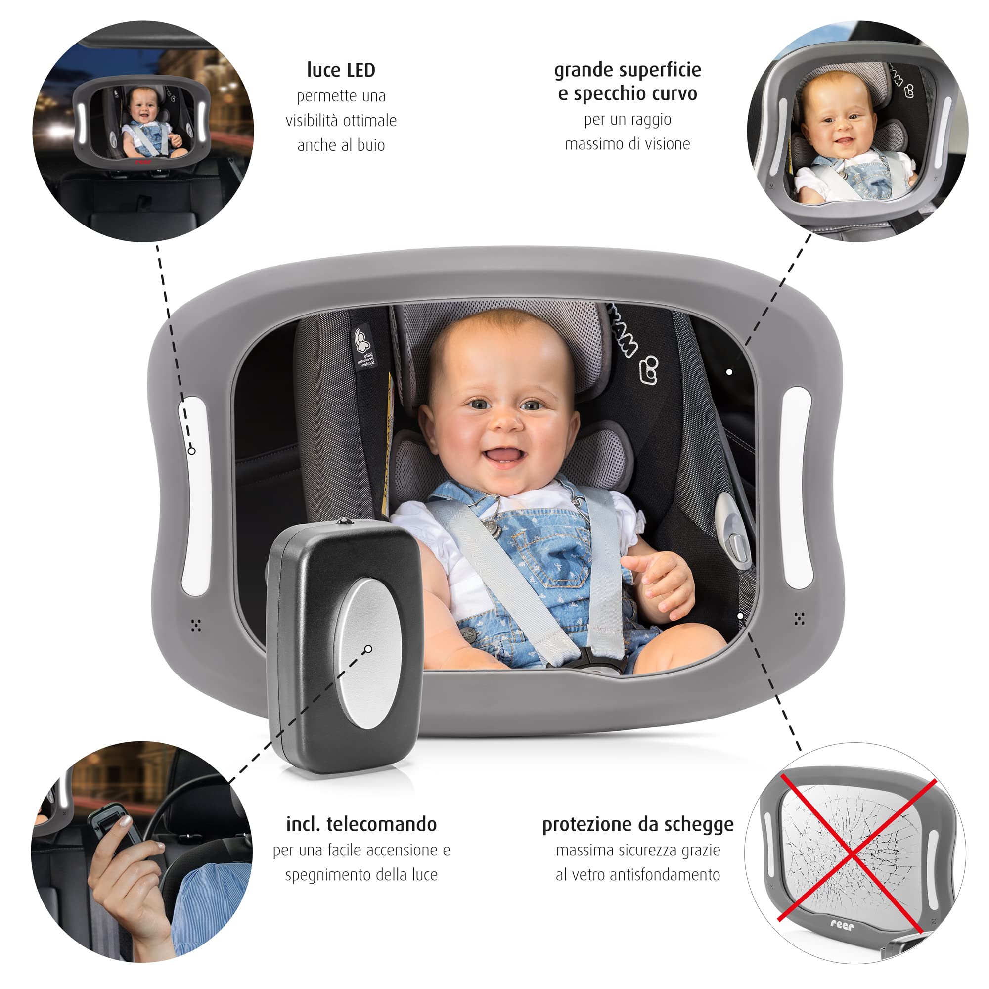 reer BabyView | Specchio LED con luce integrata