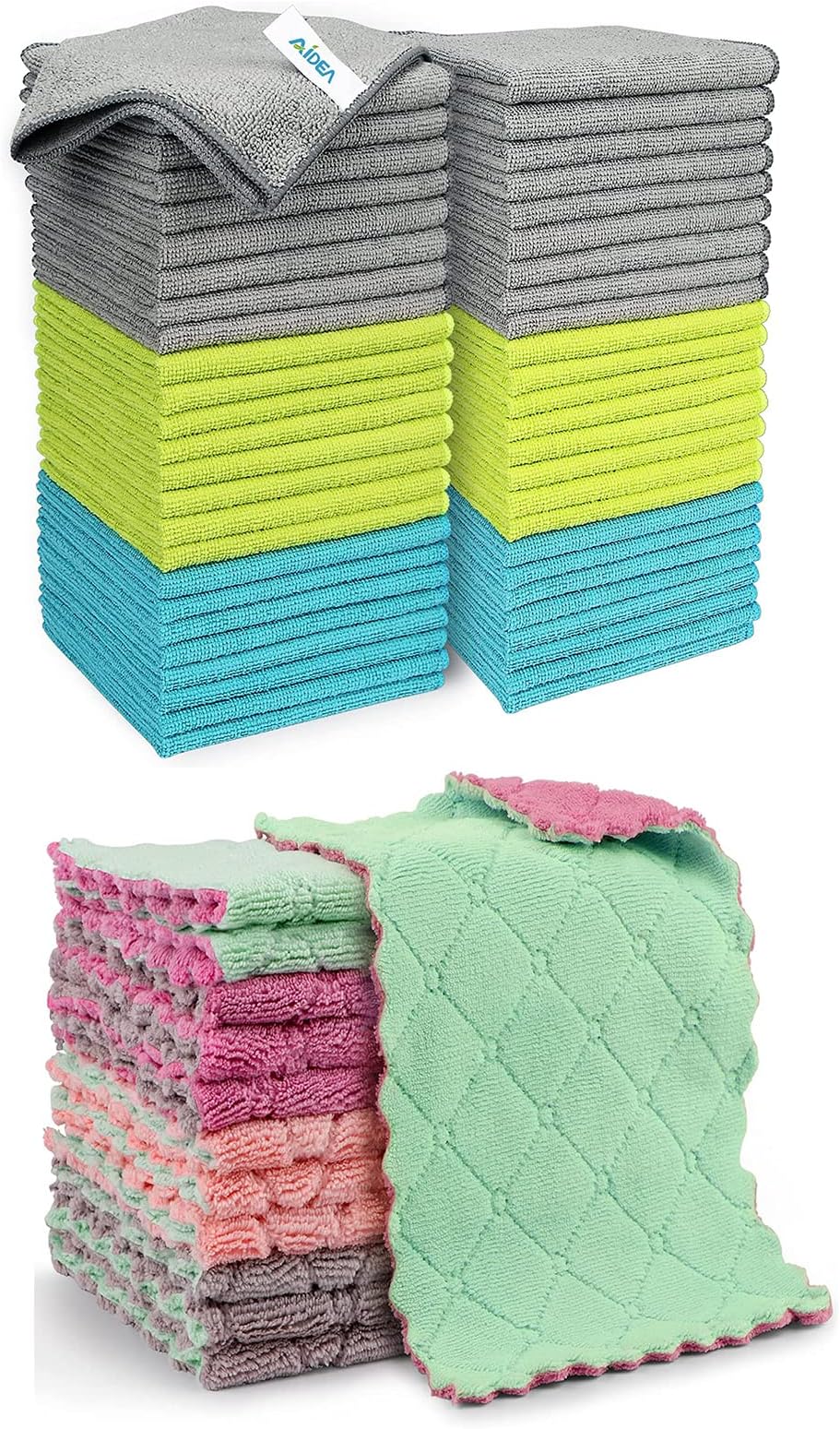 AIDEA Kitchen Dish Cloth 12 Pack, Super Absorbent Coral