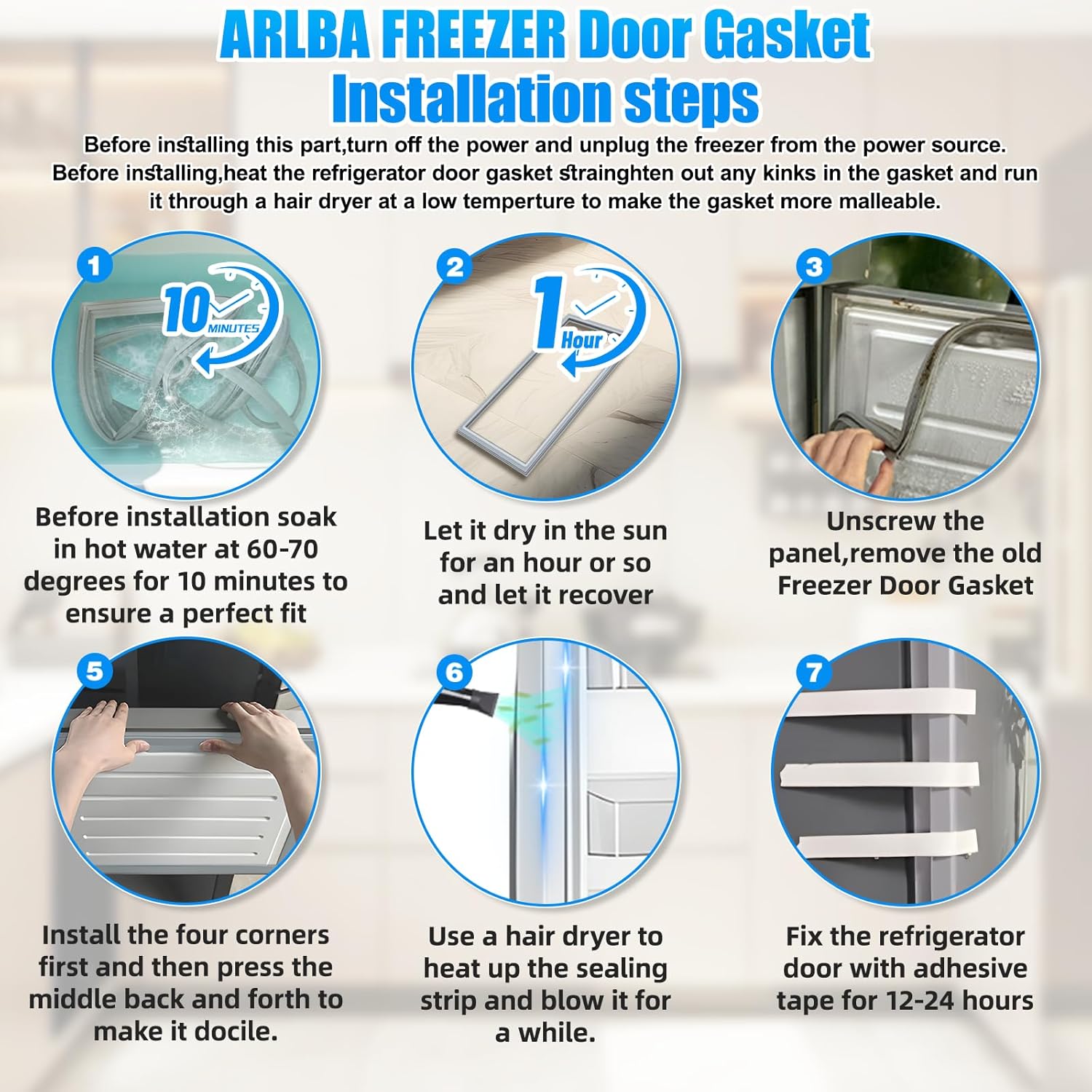 Upgraded 67.1"x 32.8" 5304506131 Freezer Door Gasket Compatible with Frigidaire,Crosley And Kenmore Freezer Door Seal EAP11766436 5304505531 FFFH21F4QW0 FFFH21F6QWA FFFH21F6QWB FFFH21F6QWC Gray