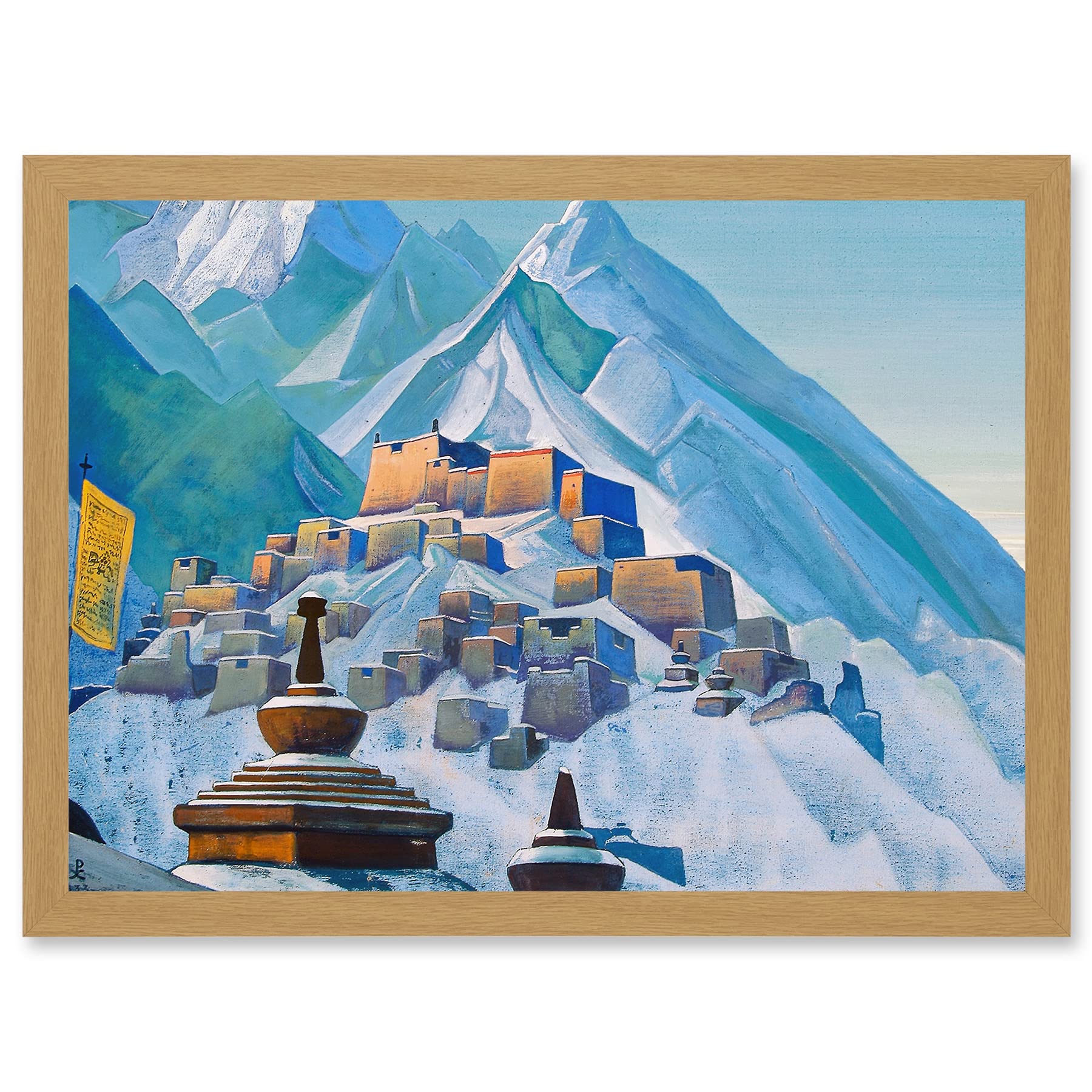 Artery8 Roerich Tibet Himalayas Symbolist Mountain Landscape Painting Artwork Framed A3 Wall Art Print