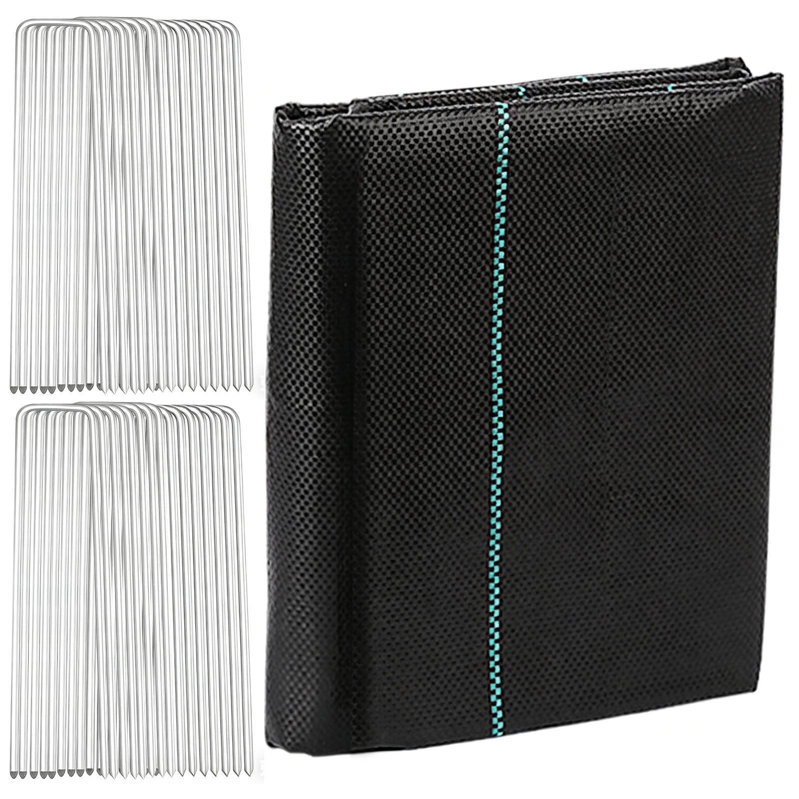CHGANG Weed Control Membrane 1x10M with 30 Garden Pegs, Heavy Duty Barrier Fabric for Artificial Grass, Patio, Paths, Flower Beds