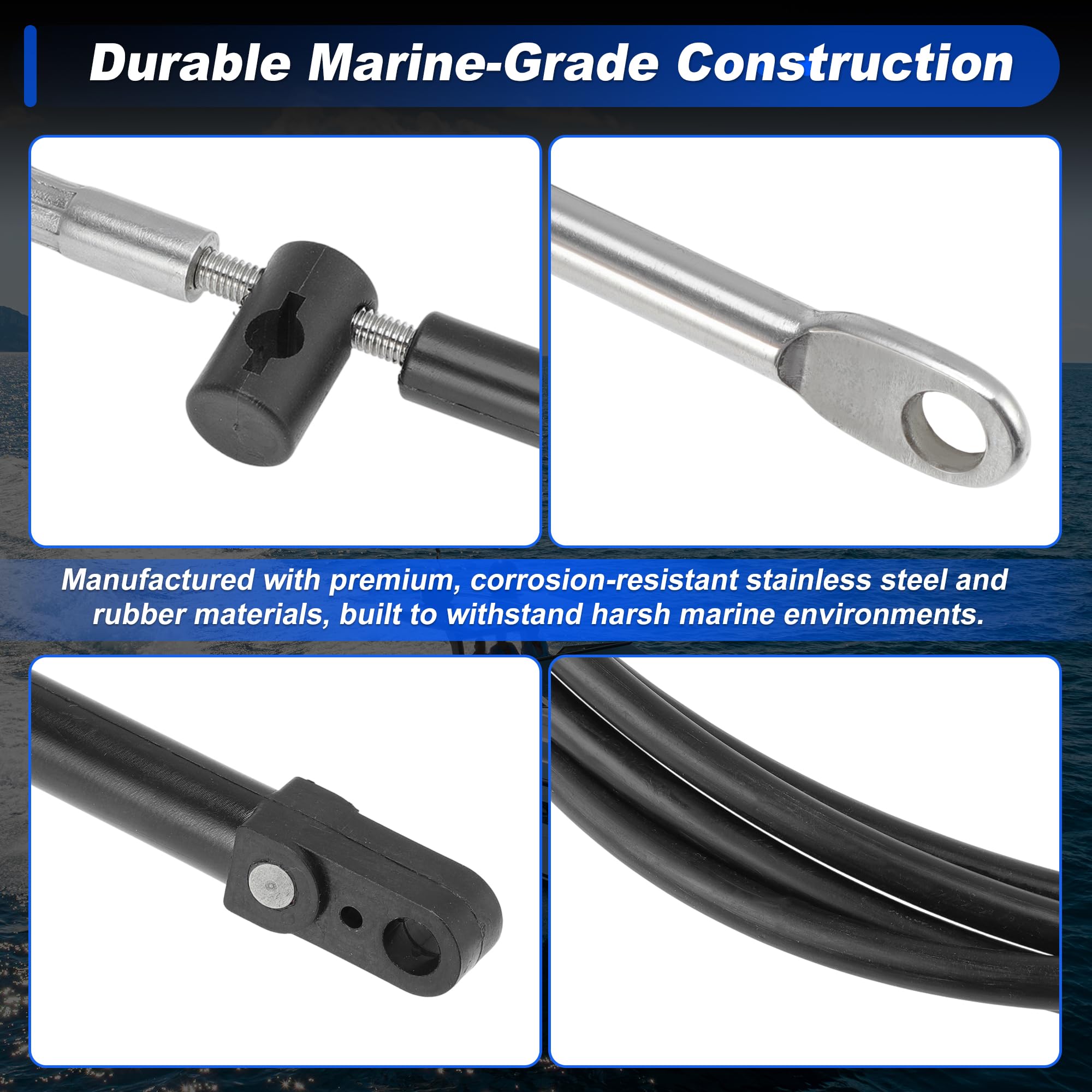 Gen2 Gasgriffsteuerungskabel für Boote, 33 C, Marine, Außenbord-Fernbedienungskabel, passend für Mercury, MerCruiser, Mariner für Force-Motoren, ersetzt CC189-Serie, schwarz, 2 Stück