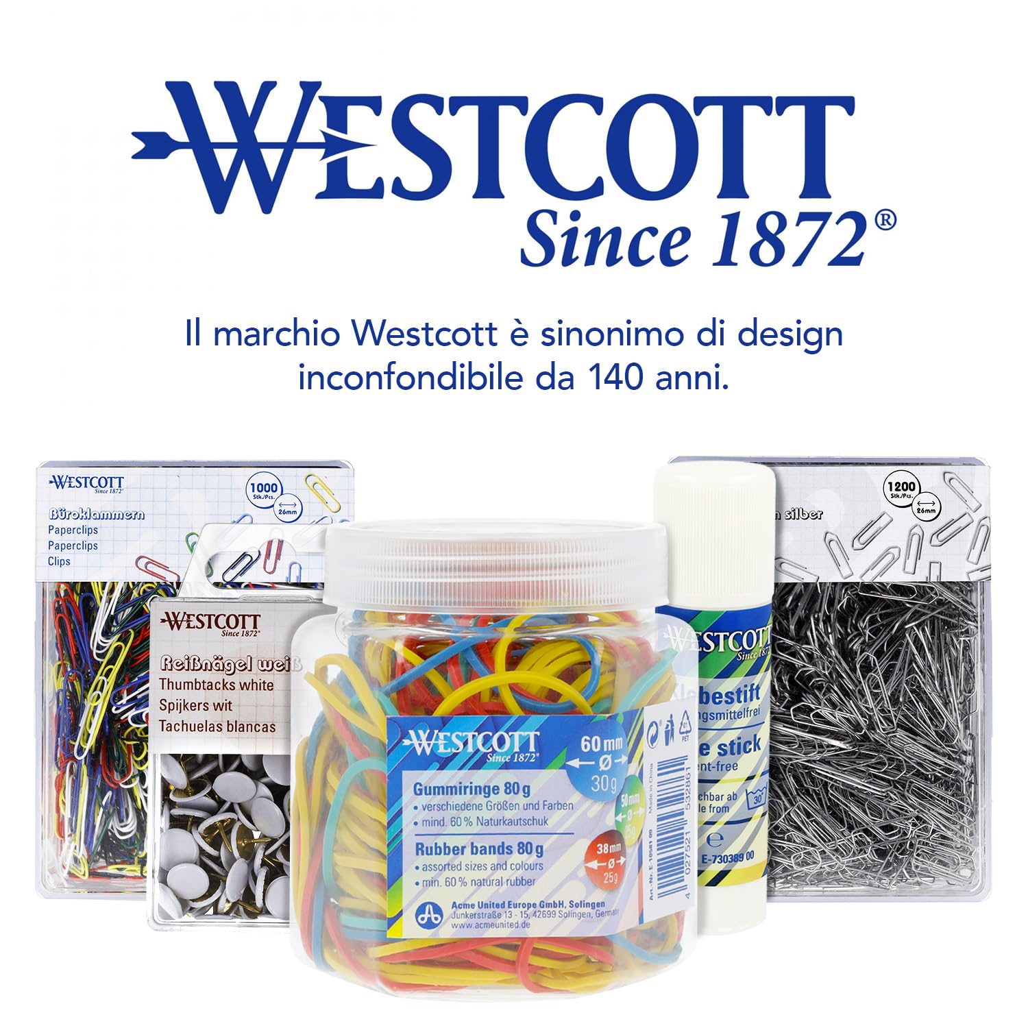 Westcott Elastici 80 g, 170 elastici colorati, Ø 60-38 mm, E-10581 00