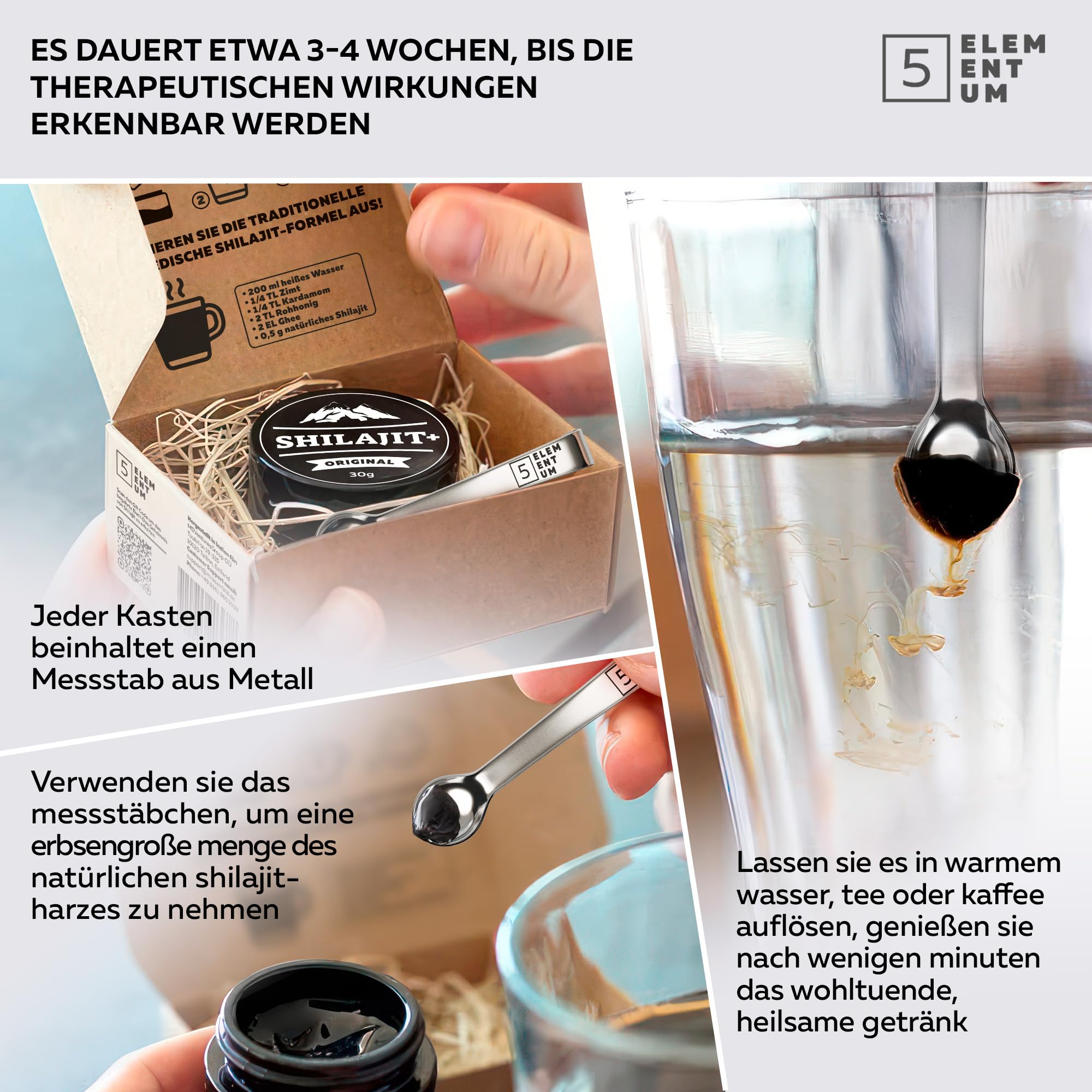 Shilajit Original Himalaya – 90g (30g x3) - 180 Tage Vorrat – Premium Pure Shilajit Hochdosiert Aus Himalya Handernte Inkl. 500mg Dosierlöffel