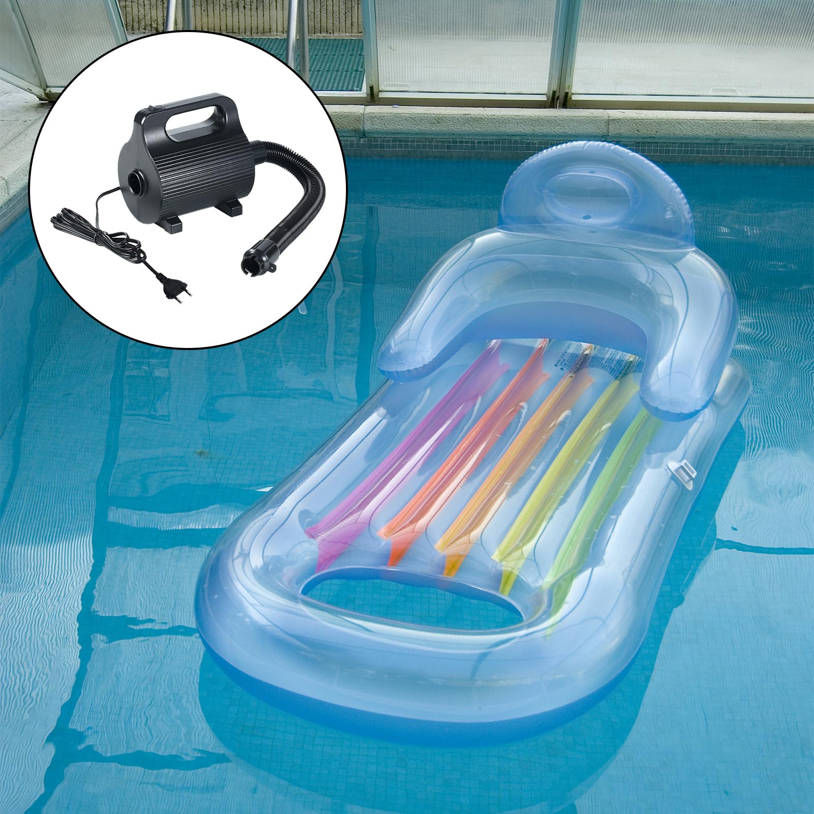 Pompa ad Aria Elettrica, Pompa Portatile a Riempimento Rapido con 4 Ugelli 600W CA 220-240V Pompa di Gonfiaggio e Sgonfiaggio per Materassini Gommoni e Cuscini da Piscina