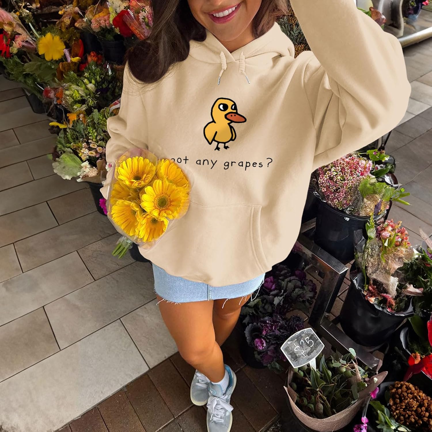 KEEVICI Cute Duck Graphic Hoodies for Teen Kawaii Cartoon Hoodie Funny Sweatshirts Letter Print Pullover With Pocket image 2