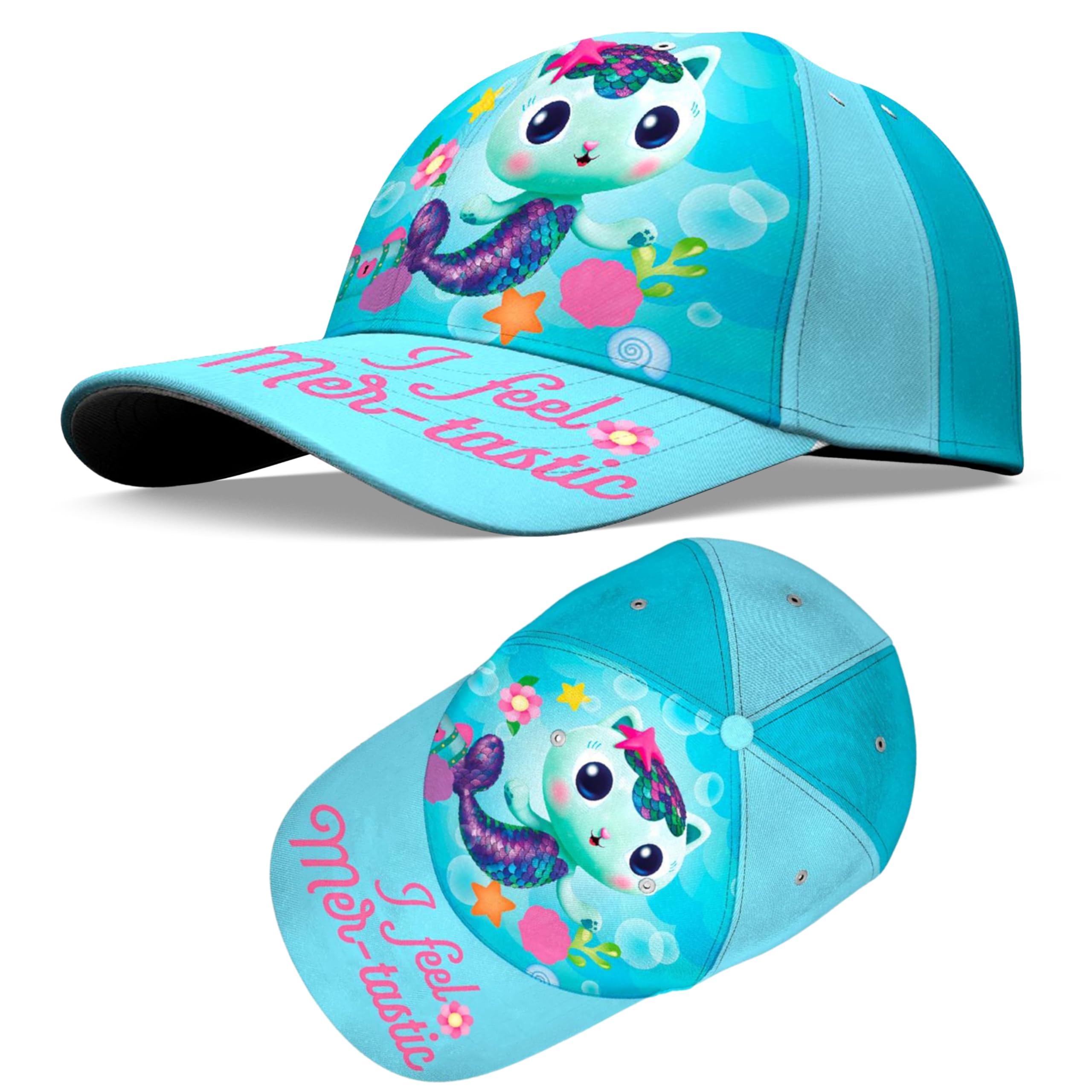 Srv Hub Girls Gabby's Dollhouse (Turquoise) Gabby's Dollhouse Adventure-Ready Baseball Cap, Outdoor Cotton Hat For Turquoise Hat For Kids Gift School Sports 3+ Years, Designed For Explorers