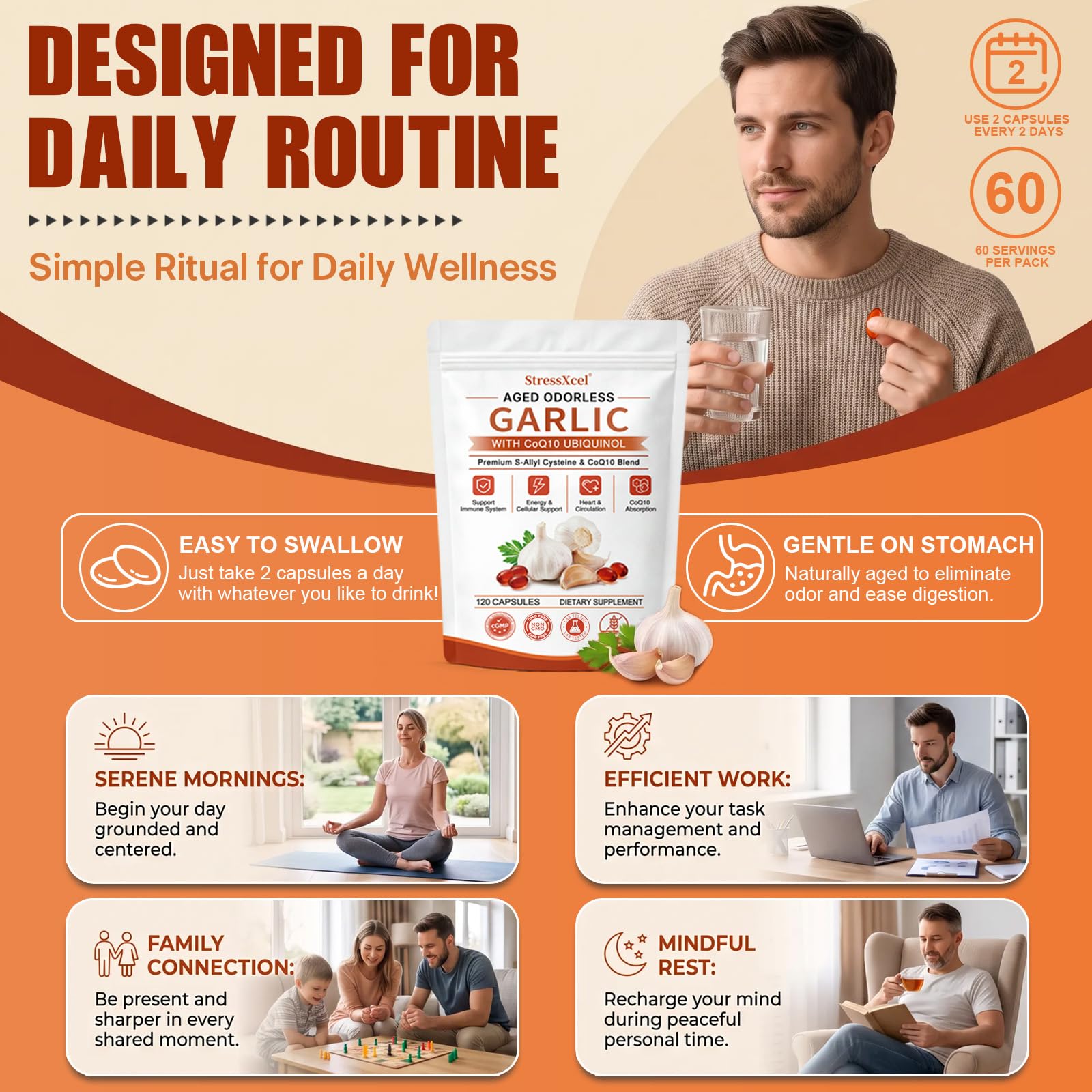 Aged Odorless Garlic Extract Softgels with CoQ10 Ubiquinol and Vitamin K2 - 1200mg Aged Garlic Supplement, S - Allyl Cysteine Standardized for Optimal Heart Health & Immune Support - 120 Softgels — Amazon image 6