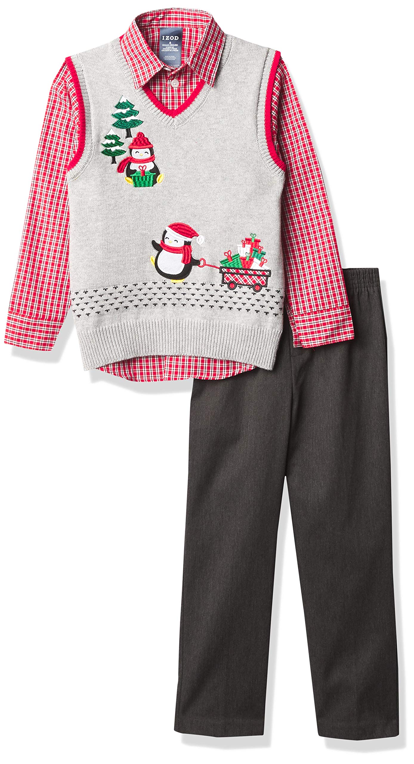 Conjunto de 3 piezas Izod para niño ropa de vestir elegante para comunión 6