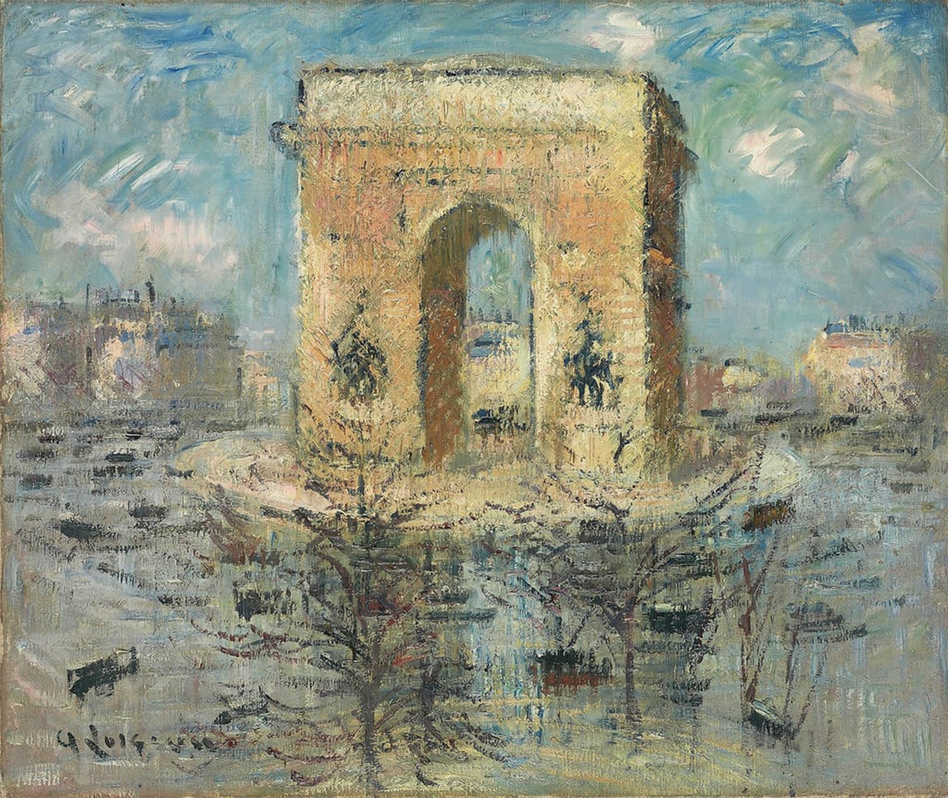 ARTXLXXBN Famous Painting Canvas Artwork Graffiti Print the arc De the Place De L Etoile by Gustave Loiseau Portrait Canvas Image for Home Decor 60x90cm