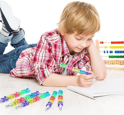 Miniatura 7 de Chinco 20 lápices apilables de plástico con forma de oso de punta apilable, 5 en 1, recuerdos de fiesta de colores para suministros de fiesta de