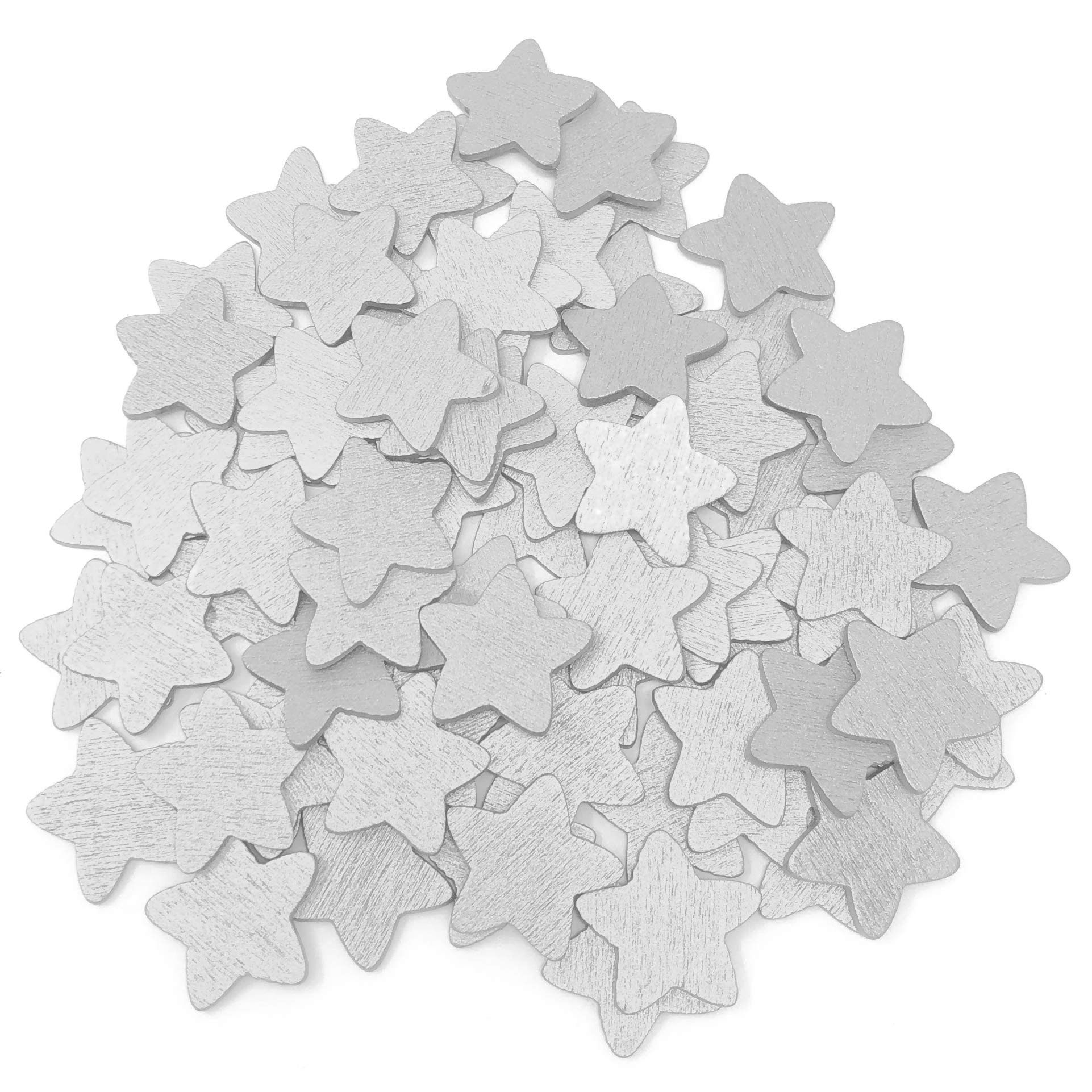 50pcs Silver 18mm Stars Wooden Shabby Chic Craft Scrapbook Vintage Wood Star