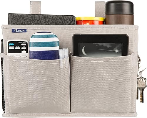 Miniatura 30 de Surblue - Organizador de cama colgante para mesita de noche, bolsa de almacenamiento, bolsillo para literas y camas de hospital, dormitorios Z-Zebra