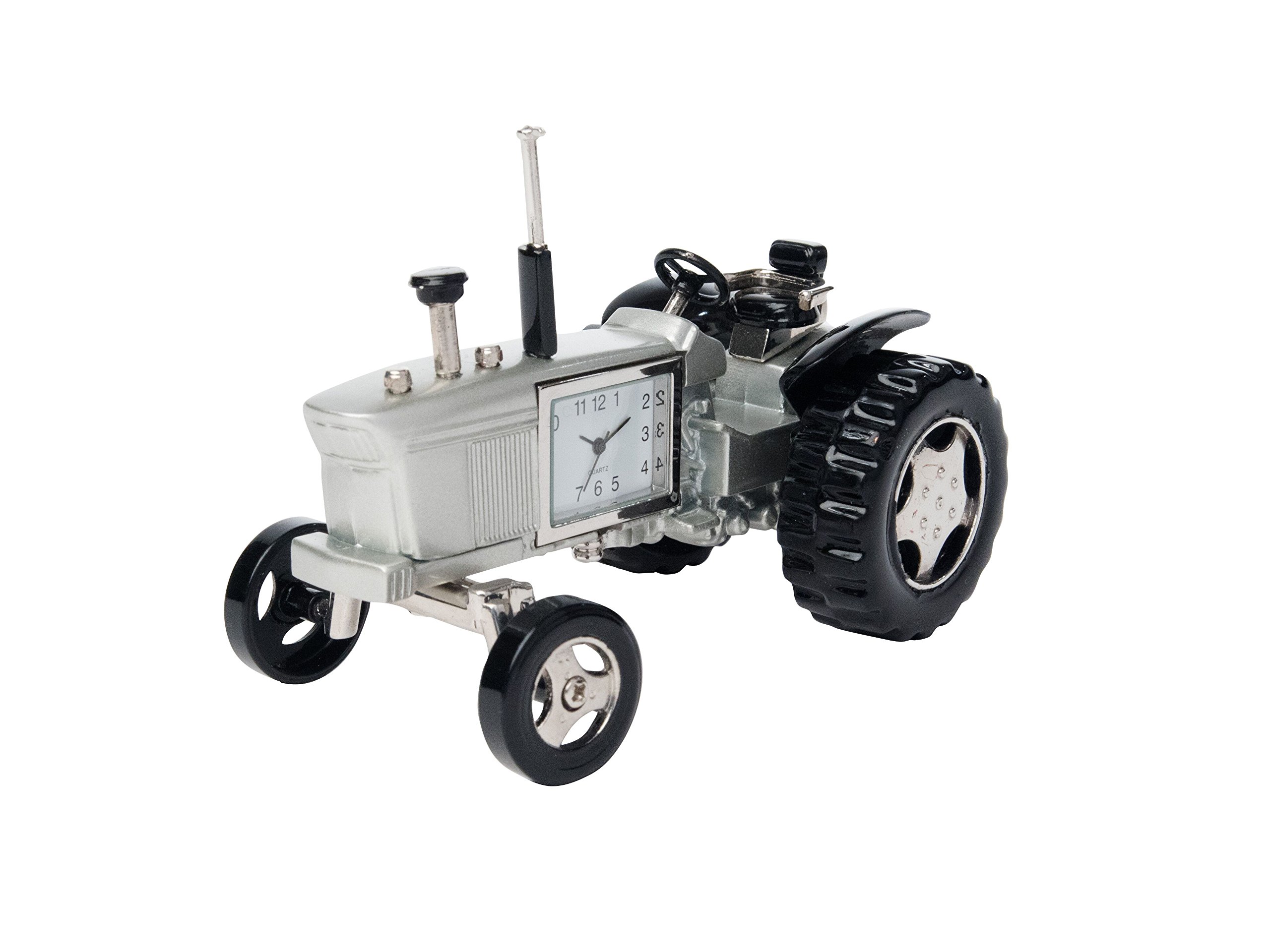 Silver Tractor Desk Clock