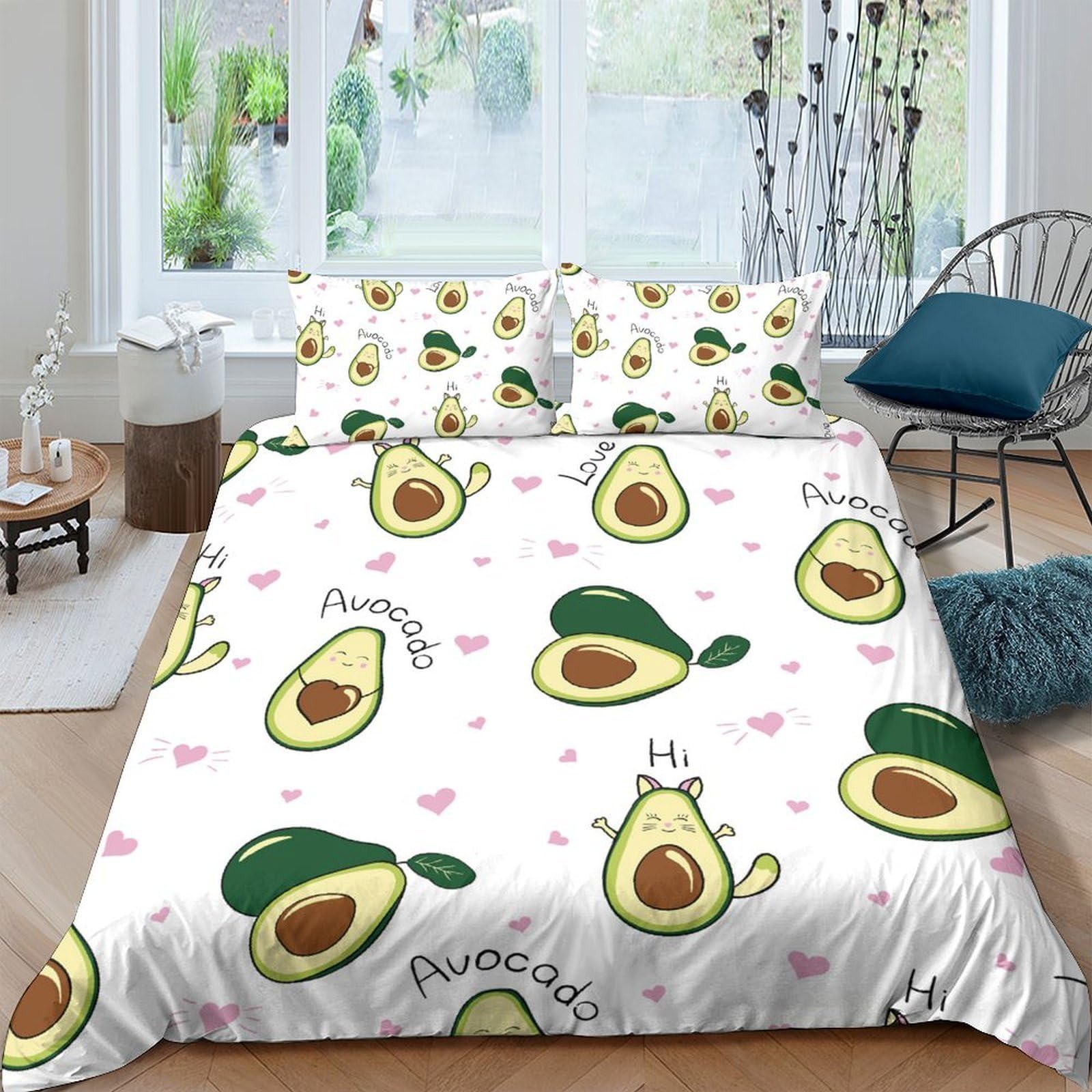 Ctjqhvkz Style-1 3D Printed Cute Avocado Fitted Sheet Microfiber Soft Cartoon Fruit Mattress Cover For Bedroom Dorm Room Decor Single（135X200cm）