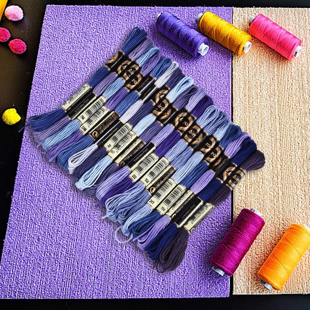 CABODYALS 18 Skeins 6 Strands Blue Cross Stitch Thread Variegated Gradient Embroidery Floss Needlepoint Friendship Bracelet String Yarn Threads for Hand Sewing Bracelets Needlecraft Stitching DIY - Image 3
