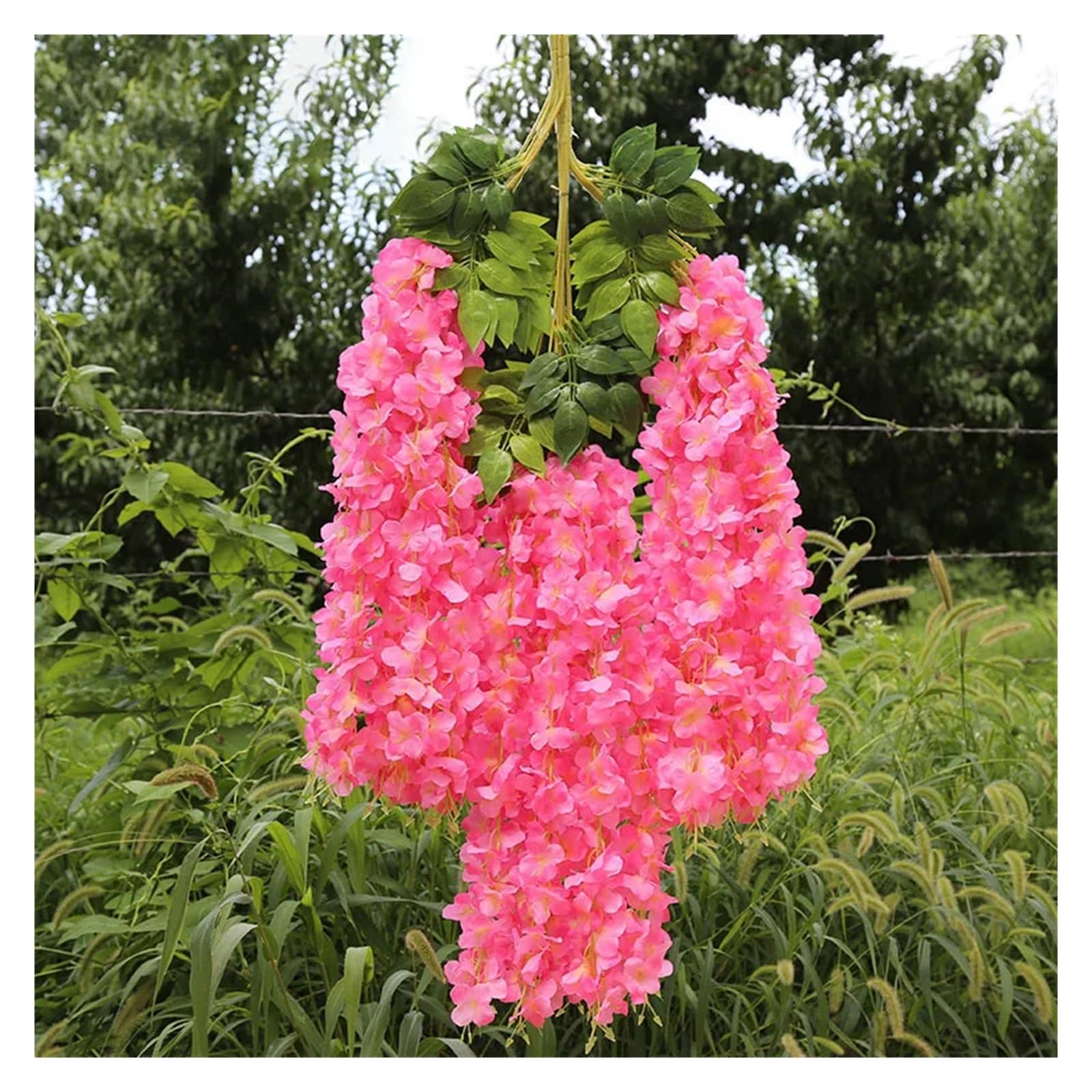 12 sztuk sztuczne kwiaty wisterii sznurek wisząca girlanda na zewnątrz ślub ogród dekoracja łukowa dekoracje domowe na przyjęcie sztuczny kwiat(Pink)