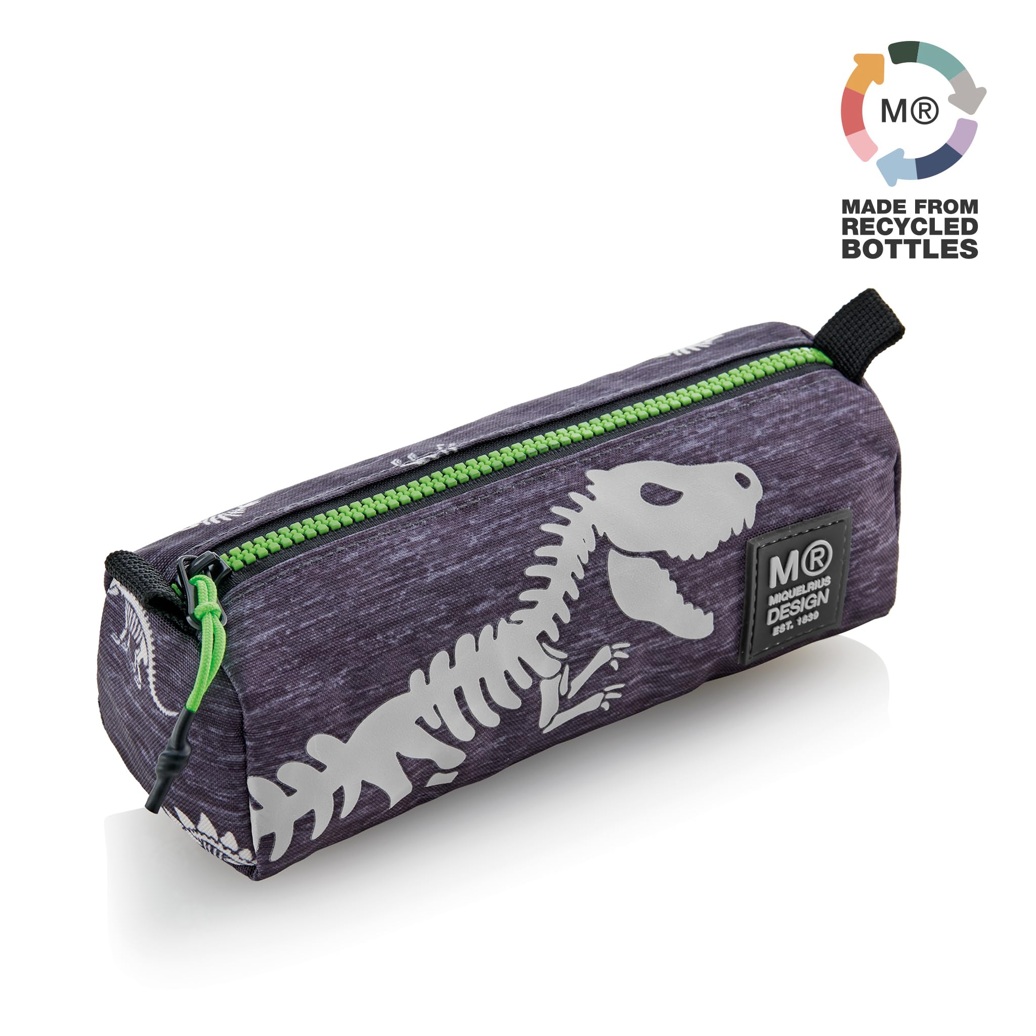 Miquelrius Pencil Case, Round School Pencil Case, Zipper Closure Made of Durable Plastic, Metal Handle, 205 x 60 x 75 mm, T-Rex, Blue - Image 2