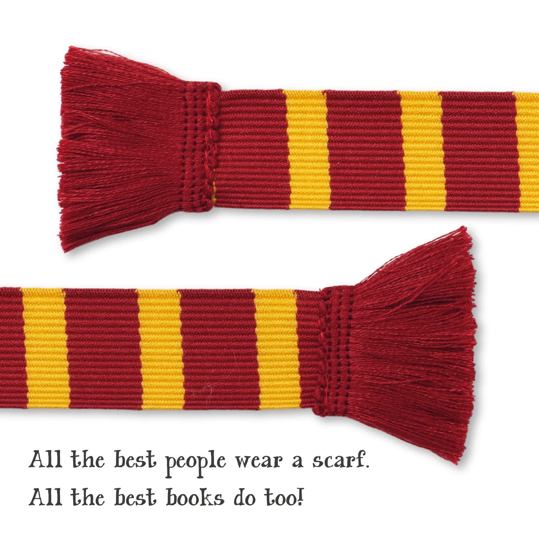 IF Burgundy & Yellow Bookmark - 38cm Woven Scarf with Fringe - Image 2