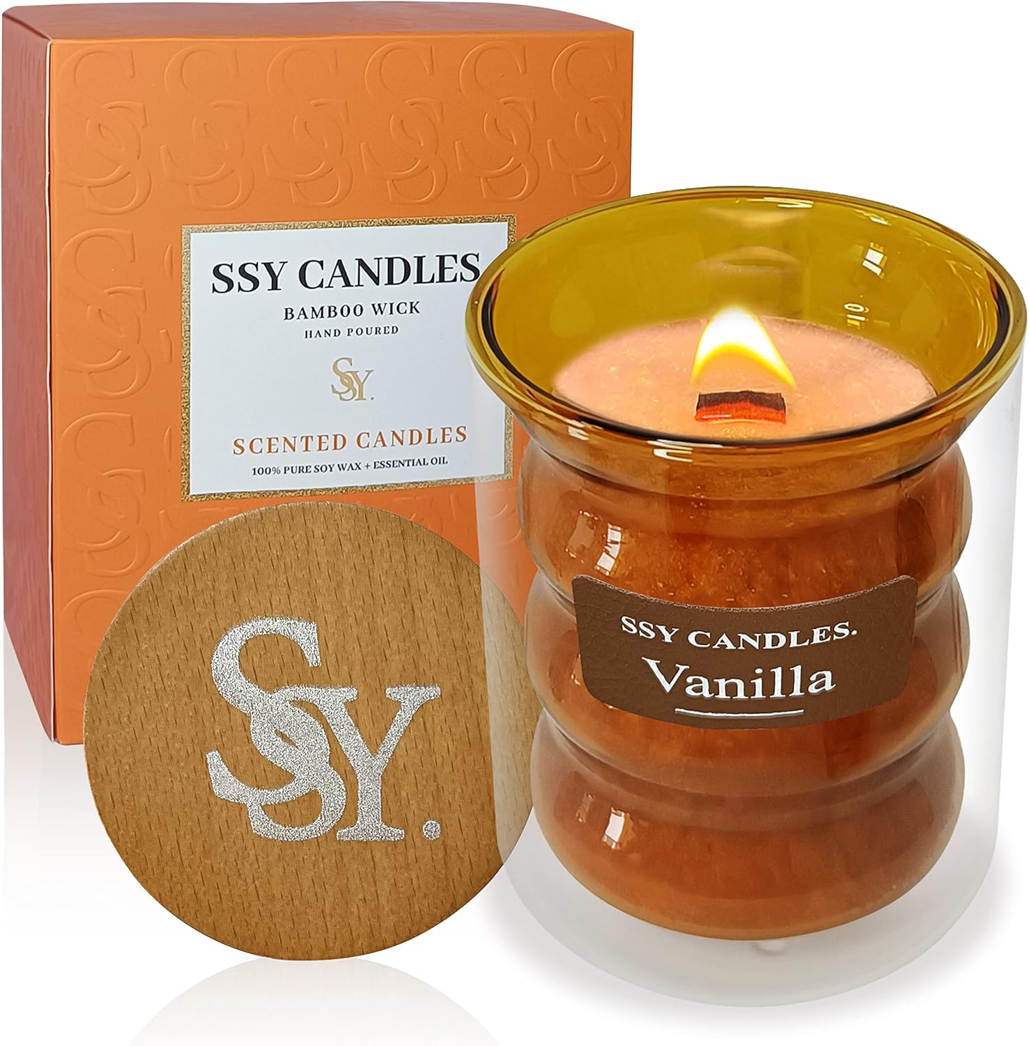 Vanilla Scented Candles, Scented Candles for Men, Large Jar