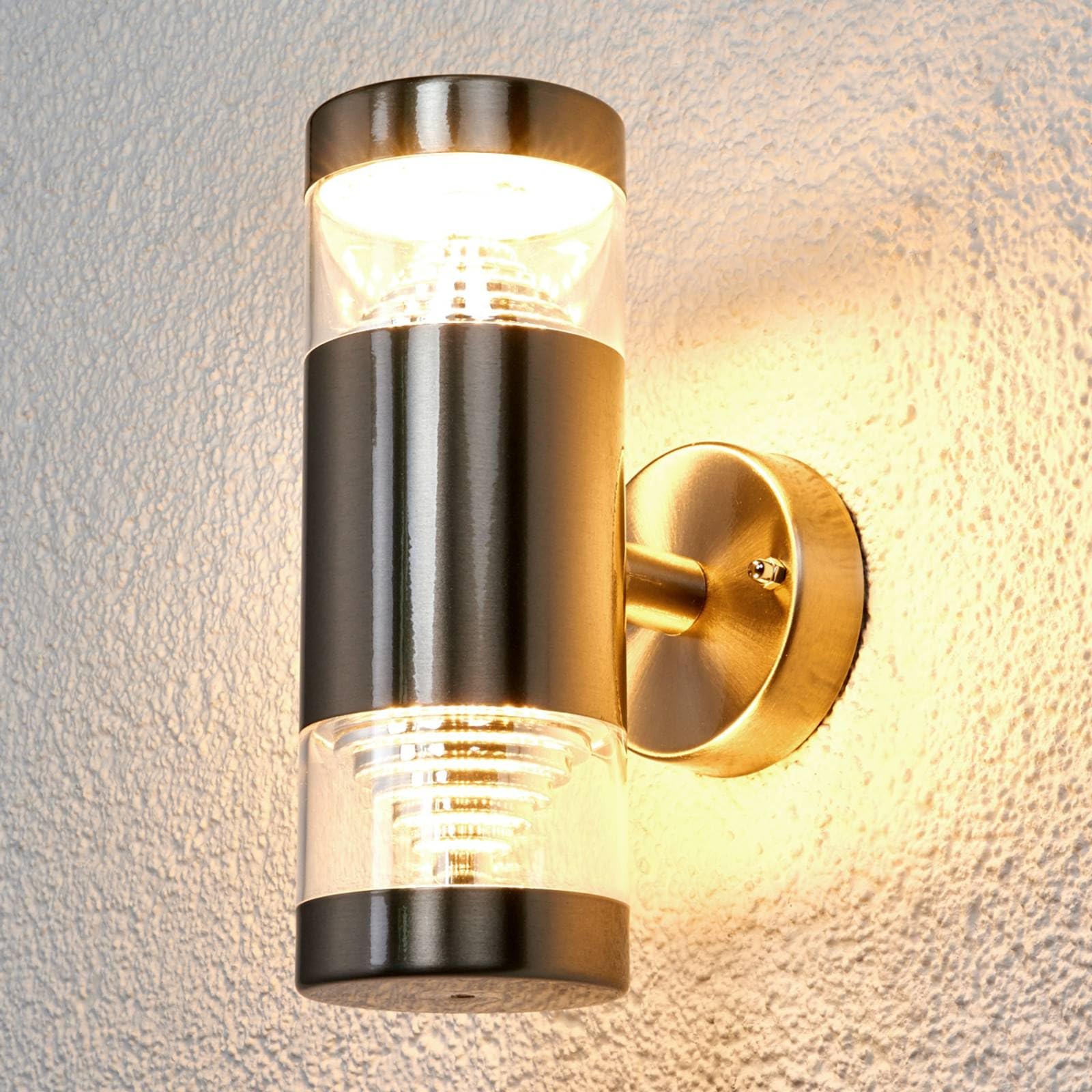 Lindby LED Wandleuchte außen Lanea (spritzwassergeschützt (Modern) in Alu aus Edelstahl, Außenwandleuchten Wandlampe Led Außenlampe Outdoor für Außenwand/Hauswand Haus Terrasse &