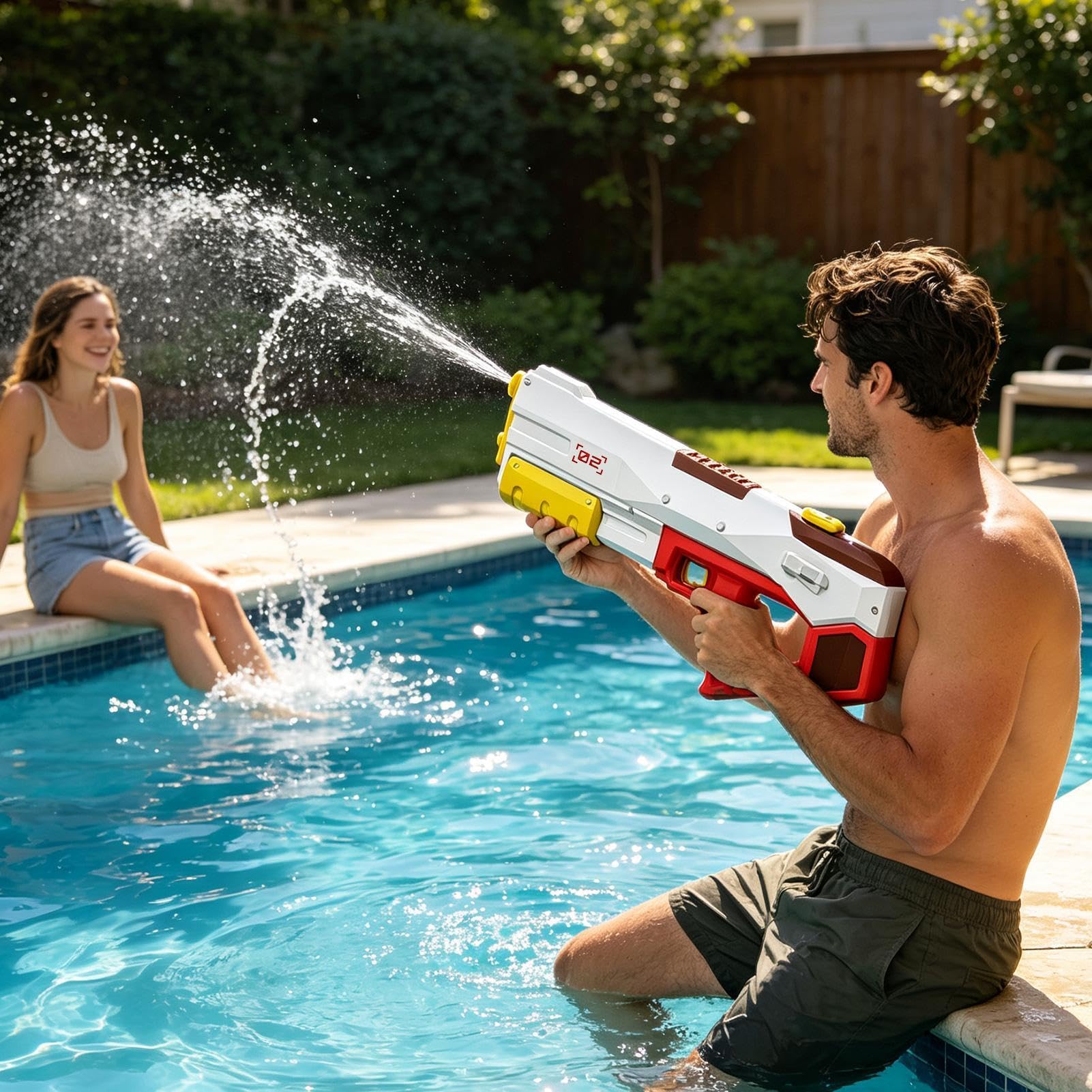 Pistola ad Acqua Potente a lunga distanza automatico | Sparacque Elettrico da Bambini per Cortile, Spiaggia, Piscina, Viaggio, Vacanza, , Prato, Campeggio,