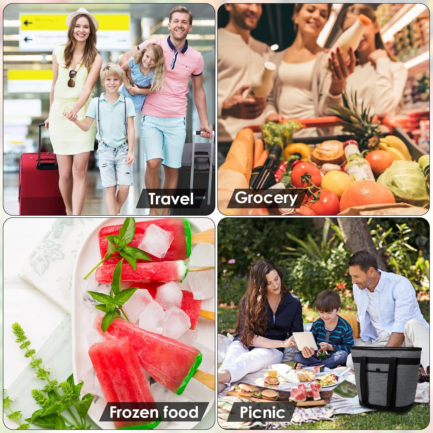 JUNGYOON Heavy-Duty Insulated Grocery Bags & Insulated Bag – Collapsible Cooler Bag with Zippered Top - Image 3