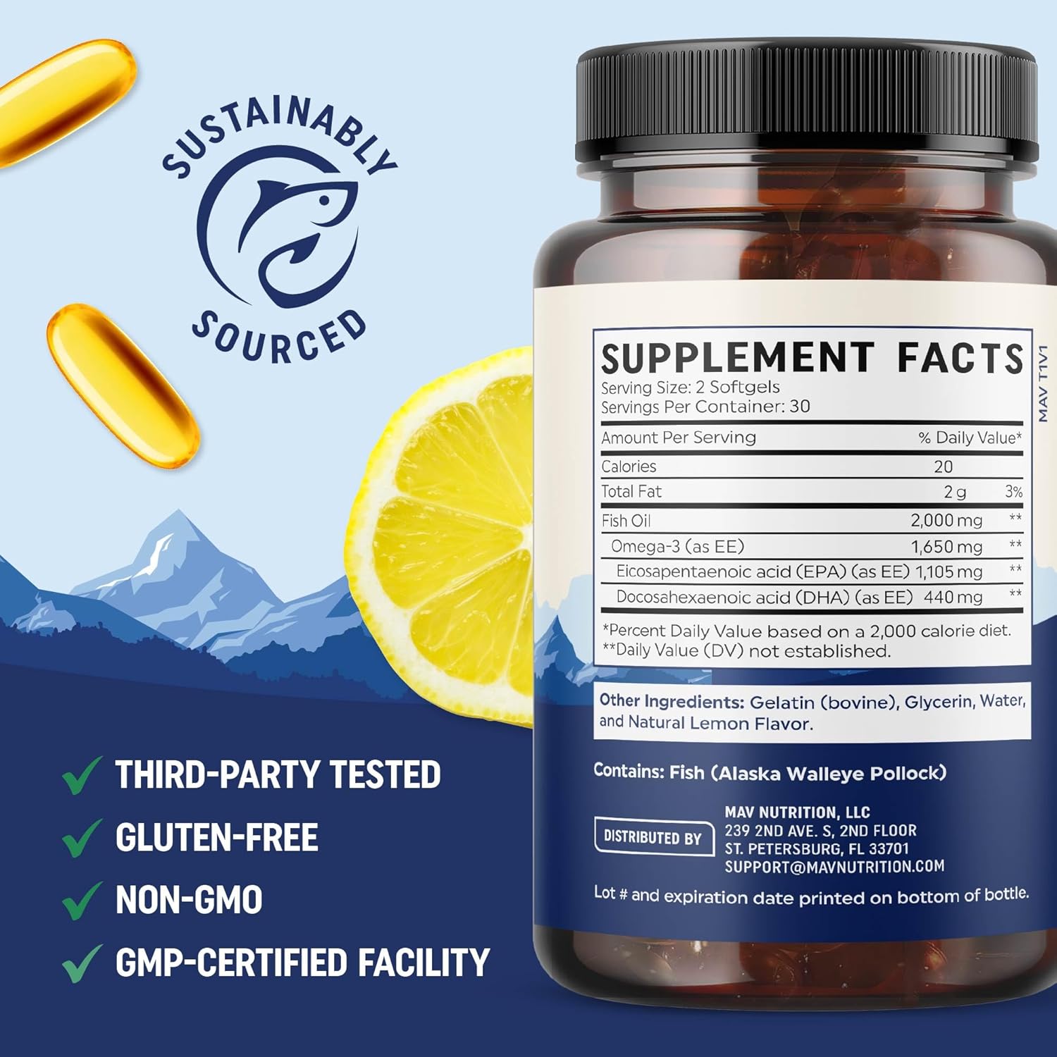 EPA Ultra 1,105MG | Heart Health & Cellular Function Support | Omega 3 Fish Oil | 1,650MG Total Omega-3 Fatty Acids | High Strength EPA Supplement | Sustainably Sourced & Gluten-Free | 60 Ct. - Image 6