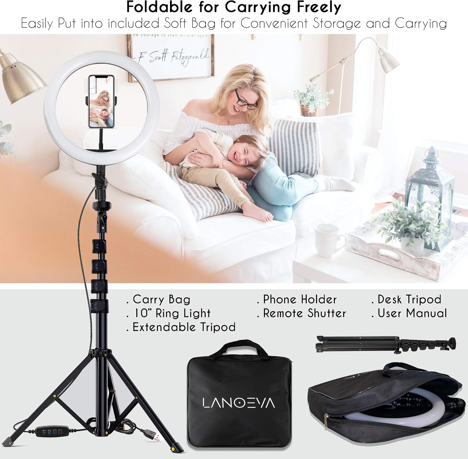 Hоt Dеаlѕ LANOEVA 10-inch Selfie Ring Light with 2 Adjustable Tripod Stands & Cell Phone Flexible Holder - Circle LED Beauty Camera Halo for Live Stream/YouTube Video/TikTok/Makeup - Remote for iPhone/Android Bеѕt Sеllеr LANOEVA 10-inch Selfie Ring Light with 2 Adjustable Tripod Stands & Cell Phone Flexible Holder - Circle LED Beauty Camera Halo for Live Stream/YouTube Video/TikTok/Makeup - Remote for iPhone/Android