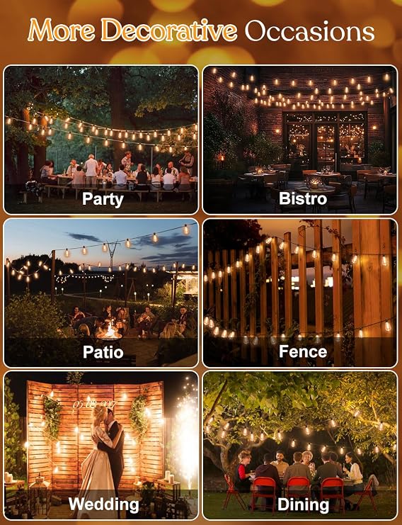 150FT LED Outdoor String Llights Patio Lights Outdoor Waterproof for Outside 2700K Vintage Edison Bulb String Light Shatterproof Hanging Light for Cafe Porch Deck