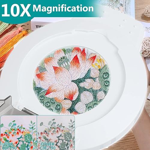 Miniatura 2 de Lupa de 10 aumentos con luz, 2200 lúmenes sin escalones regulables con luz, lente de vidrio real de 4 pulgadas, lupa iluminada con brazo oscilante