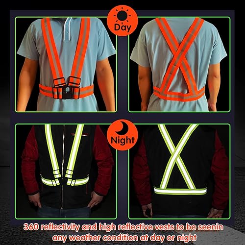 Miniatura 5 de Chaleco de seguridad reflectante, 2 piezas, chaleco de alta visibilidad, correas ajustables para correr, ciclismo, caminar, trabajadores