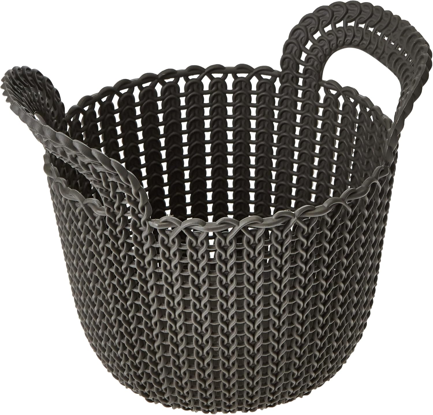 CURVER 226398 Decorative Round Plastic Knitting Basket 23 x 19 x 18.5