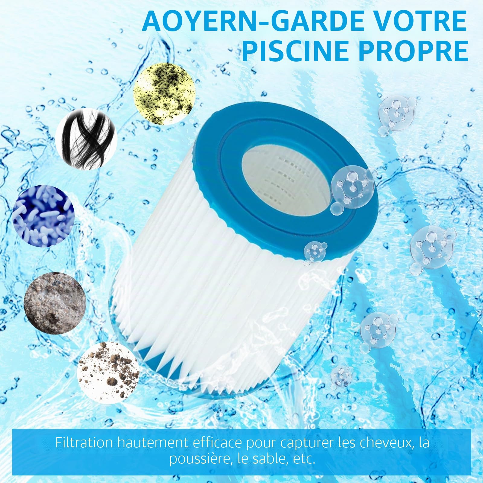 Lot de 4 filtres Taille 2 pour 58383 - pour Filtre de Piscine pour 58383