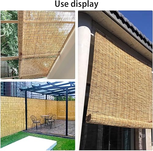 Miniatura 6 de Persianas de bambú para patio al aire libre, persianas de bambú retro, persianas enrollables con filtro de luz, varillas naturales enrollables para