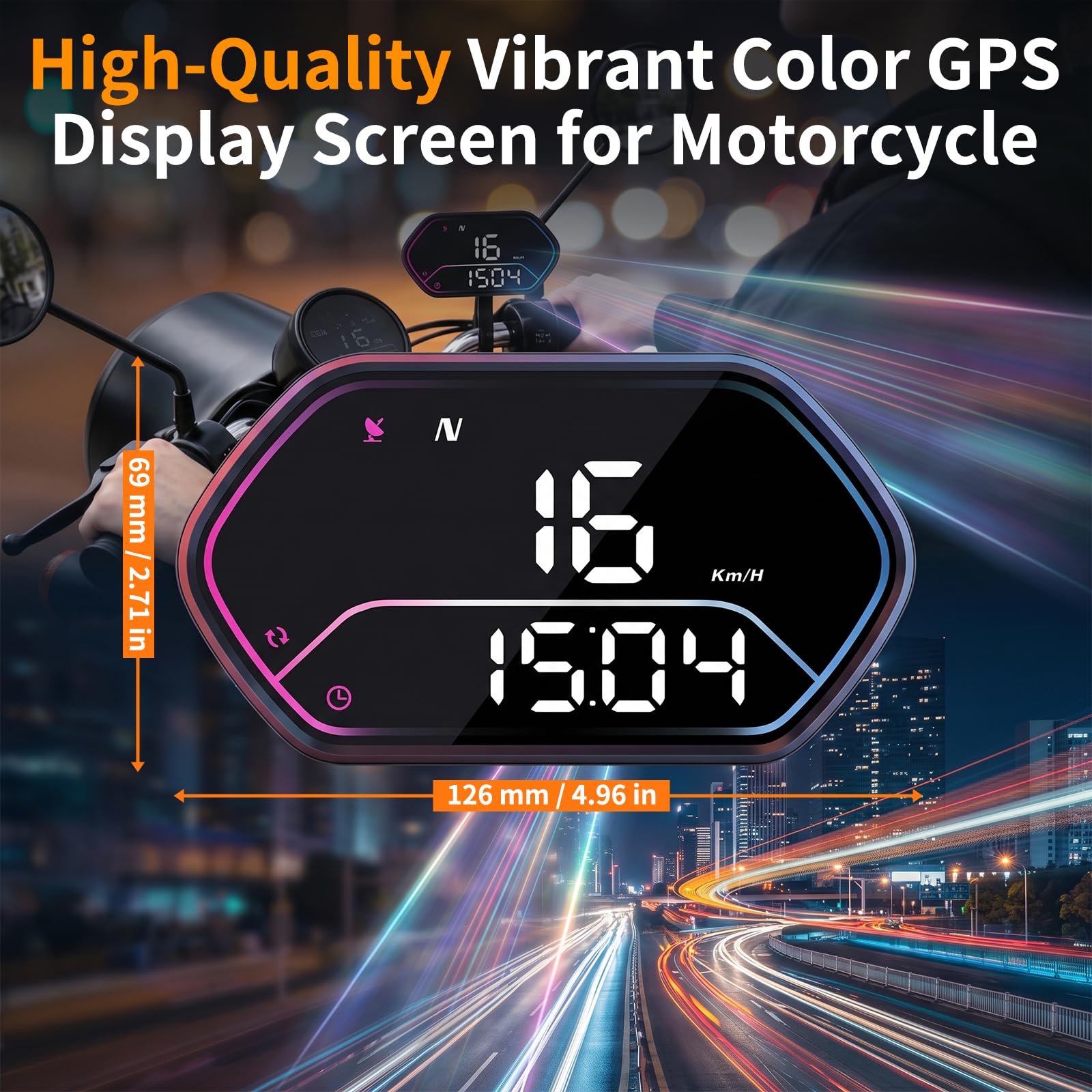 Head Up Display, Anzeige in KMH und MPH, GPS Digitaler Tacho mit mehrstufigem Geschwindigkeitsalarm, Geeignet für PKWs, Motorräder, 5V Strom, IP68