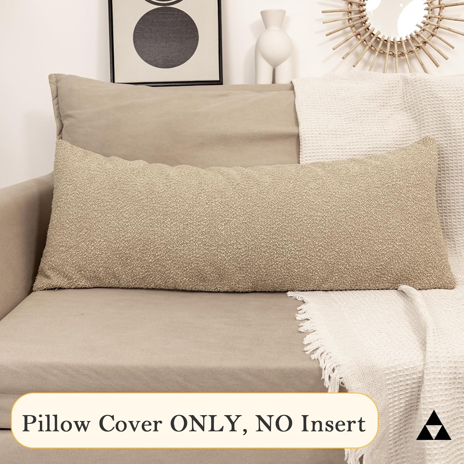 JoraLion 20x54 inch Neutral Boucle Body Pillow Cover, Camel Long Pillow Cover Cozy Soft Cushion Case for Couch Sofa Bed Living Room Home Decor, Pack of 1 (Cover Only)