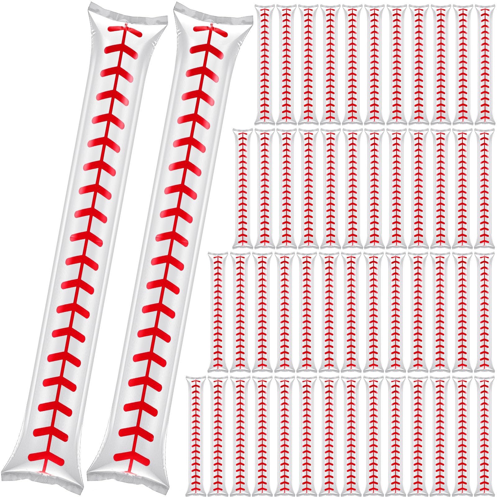 Meooeck 40 Pcs Thunder Sticks Inflatable Noisemakers Cheerleading Game Day Sports Noise Makers Plastic Cheering Sticks Bulk for Basketball Sports Events Dance Team Spirit, 23.6 x 3.9 Inch (Baseball)
