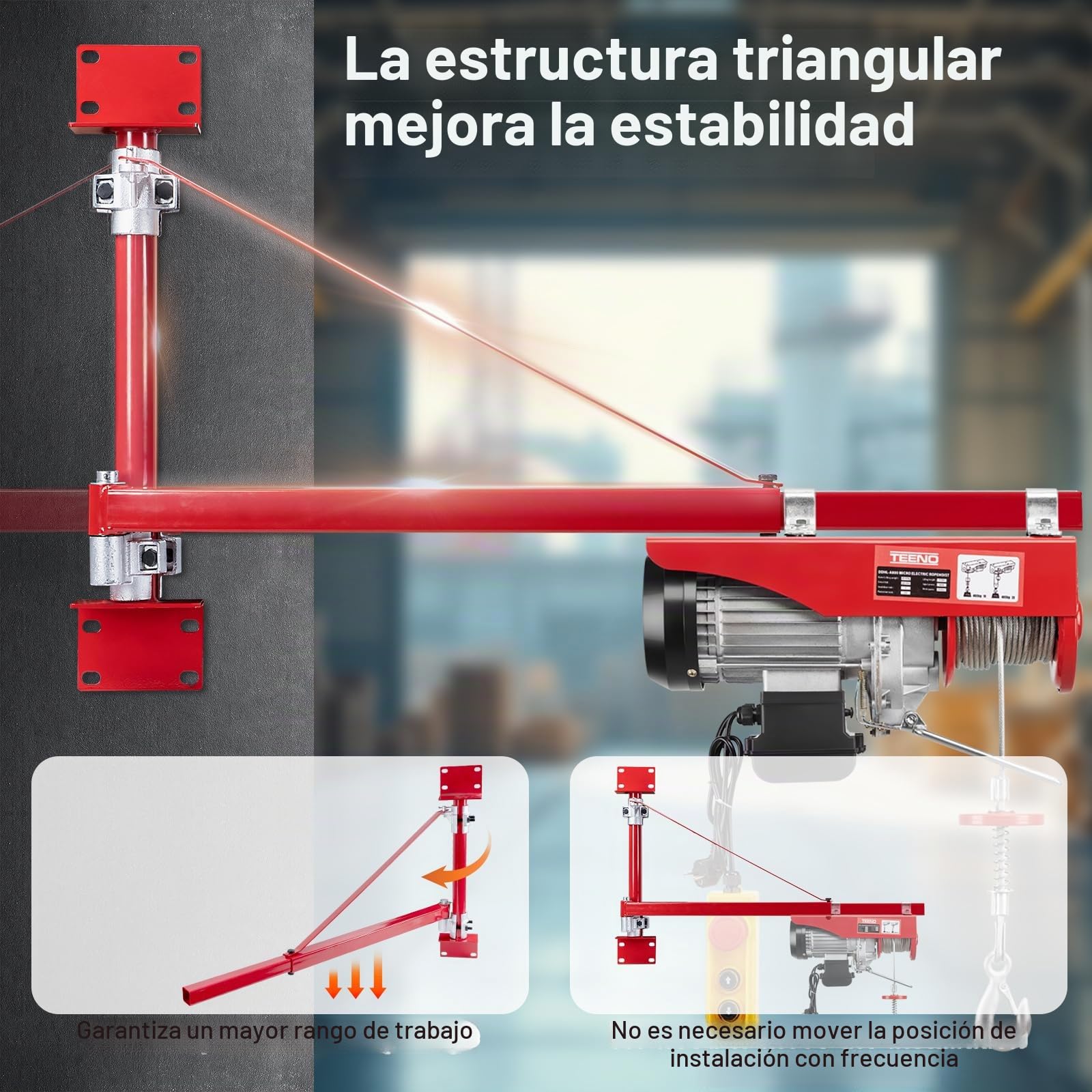 TEENO Bandiera per Paranco Elettrico, Braccio per la Gru Elettrica, Supporto del Braccio della Argano Elettrico da 200-800 kg, Braccio Girevole Oscillante Rotante Nuovo 180°