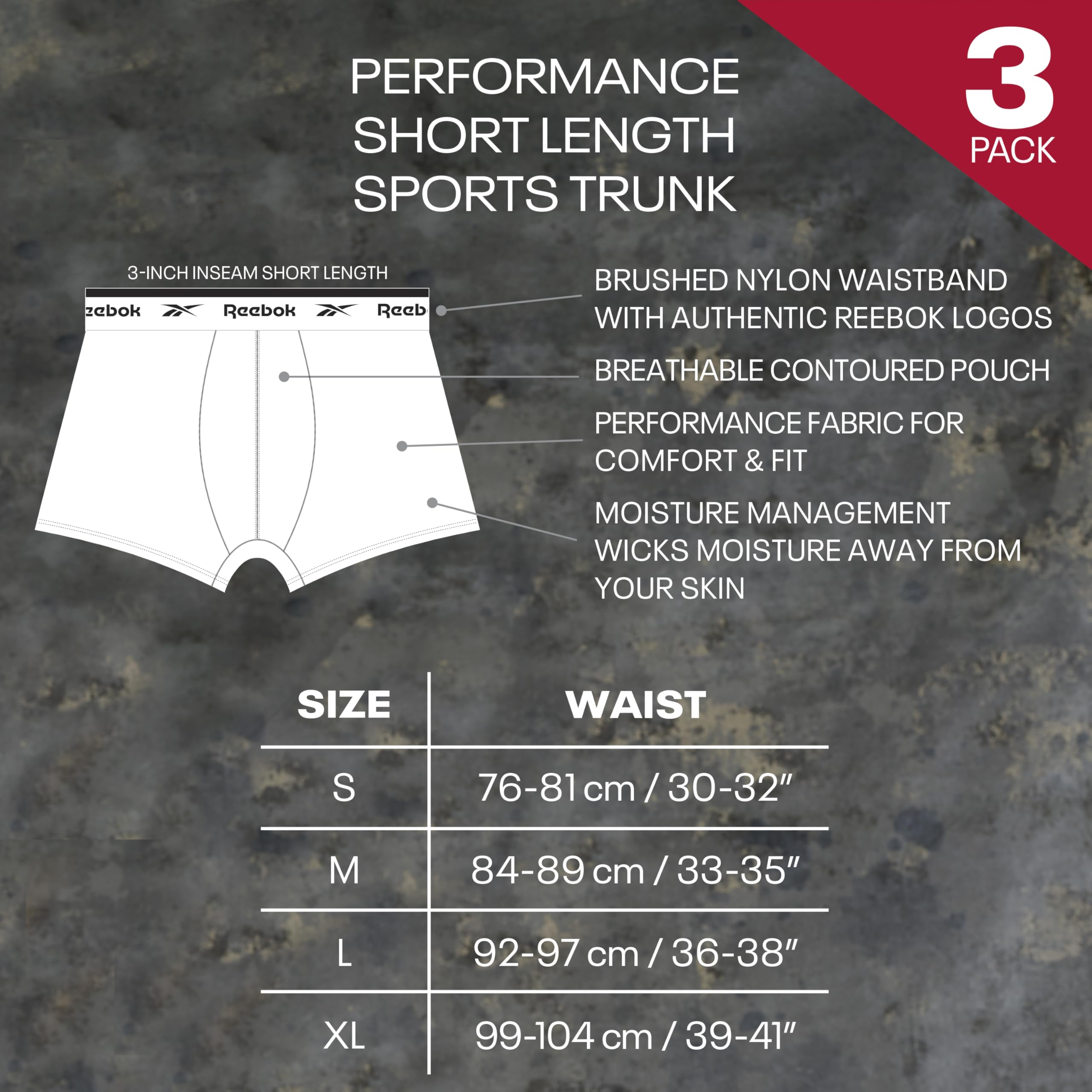 Reebok Redgrave bokserki (opakowanie 3) męskie