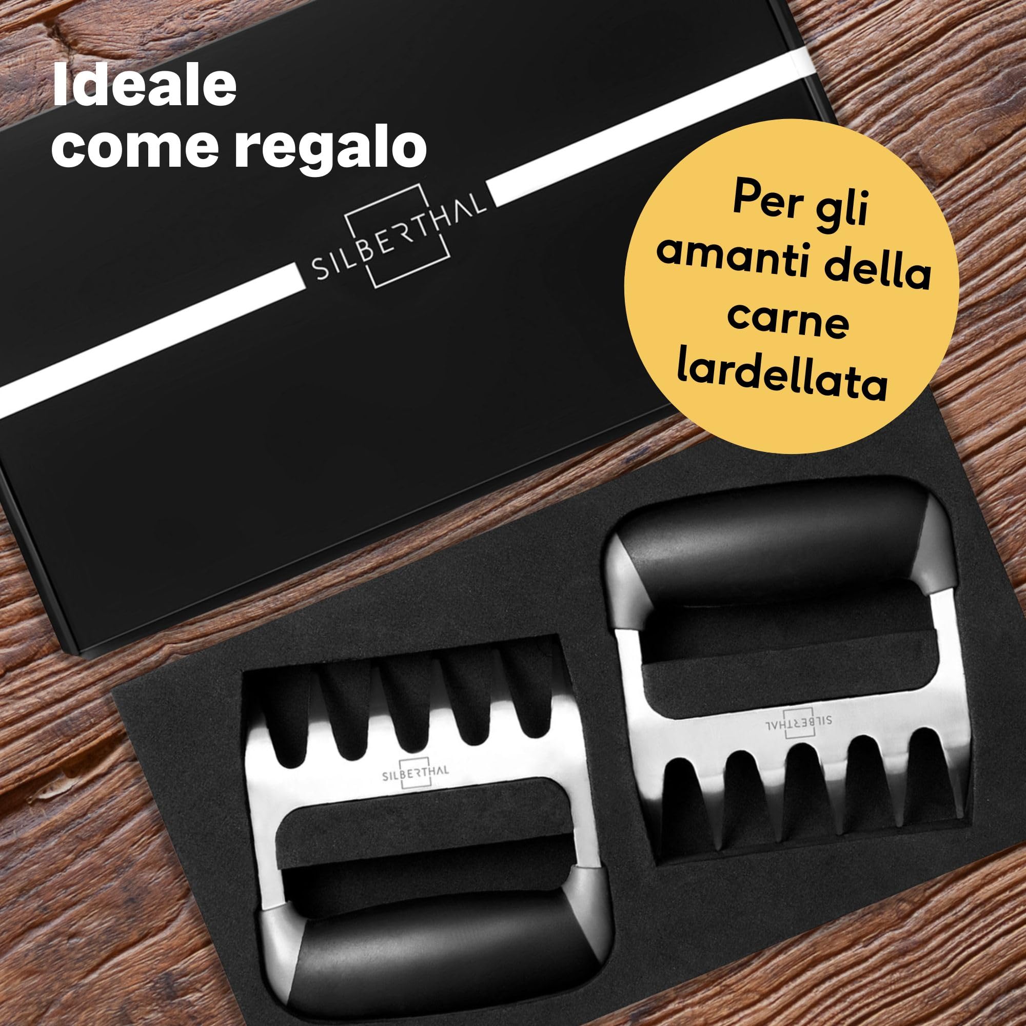 SILBERTHAL Pulled pork artigli per carne – Set artigli pulled pork – Forchettoni da carne BBQ – Barbecue artigli – Acciaio inox
