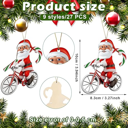 Miniatura 2 de 27 piezas de adornos de Navidad de Papá Noel para motocicleta, adorno de motocicleta, árbol de Navidad colgante de madera con cuerda, regalos