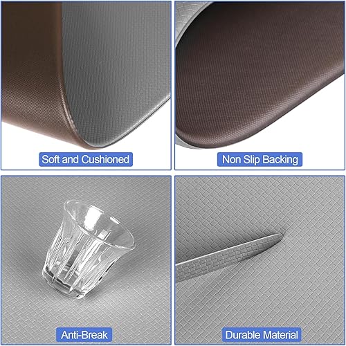 Miniatura 5 de Tapete de cocina, 2 tapetes de cocina, acolchados antifatiga, juego de alfombras de cocina antideslizantes impermeables de 0.4 pulgadas de grosor,