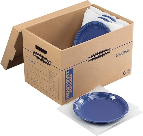 Miniatura 4 de Bankers Box Kit de cocina caja de mudanza, 1 paquete, divisores y cojines, asas reforzadas, montaje sin cinta, caja con tapa, 15 x 12 x 10 pulgadas