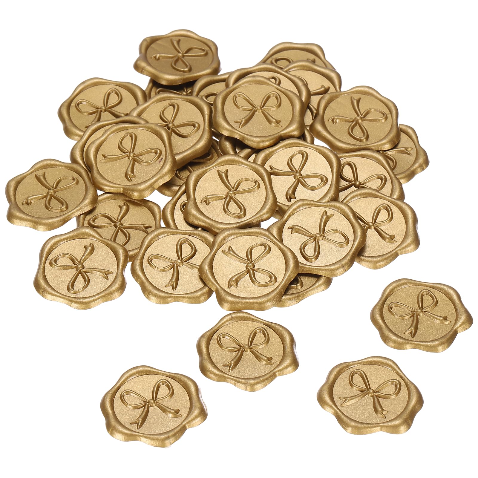 PATIKIL 100Pcs Bow Wax Seal Stickers, Butterfly Knot Embossed Self Adhesive Backed Envelopes Seal Sticker Accessories for Wedding Invitation Letter Birthday Party Gift, Bronze