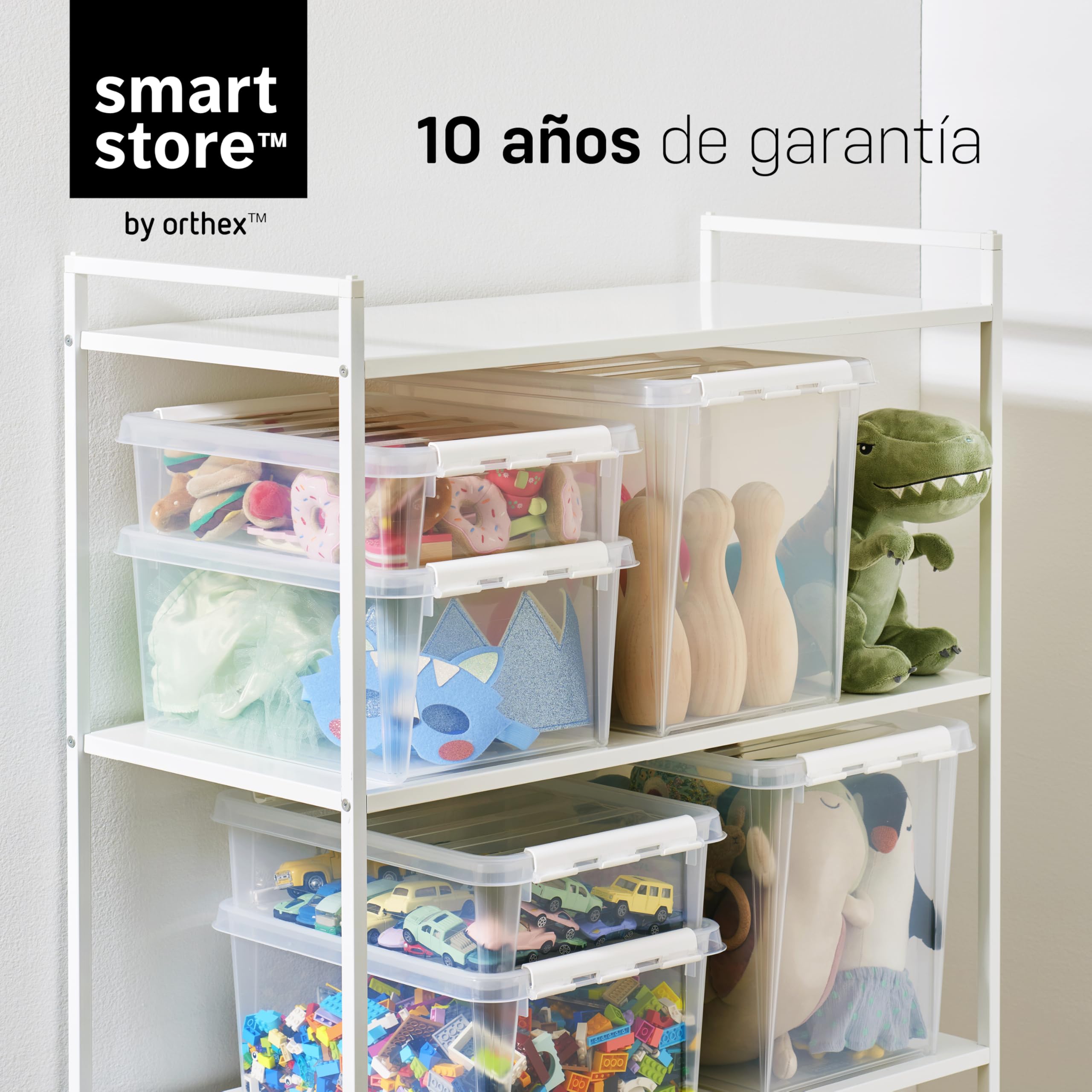 SmartStore Cajas de almacenamiento de plástico transparente de 14 litros con tapa, paquete de 10, reforzadas, seguras para alimentos, con cierre de clip, apilables, sin BPA, 40x30x18cm