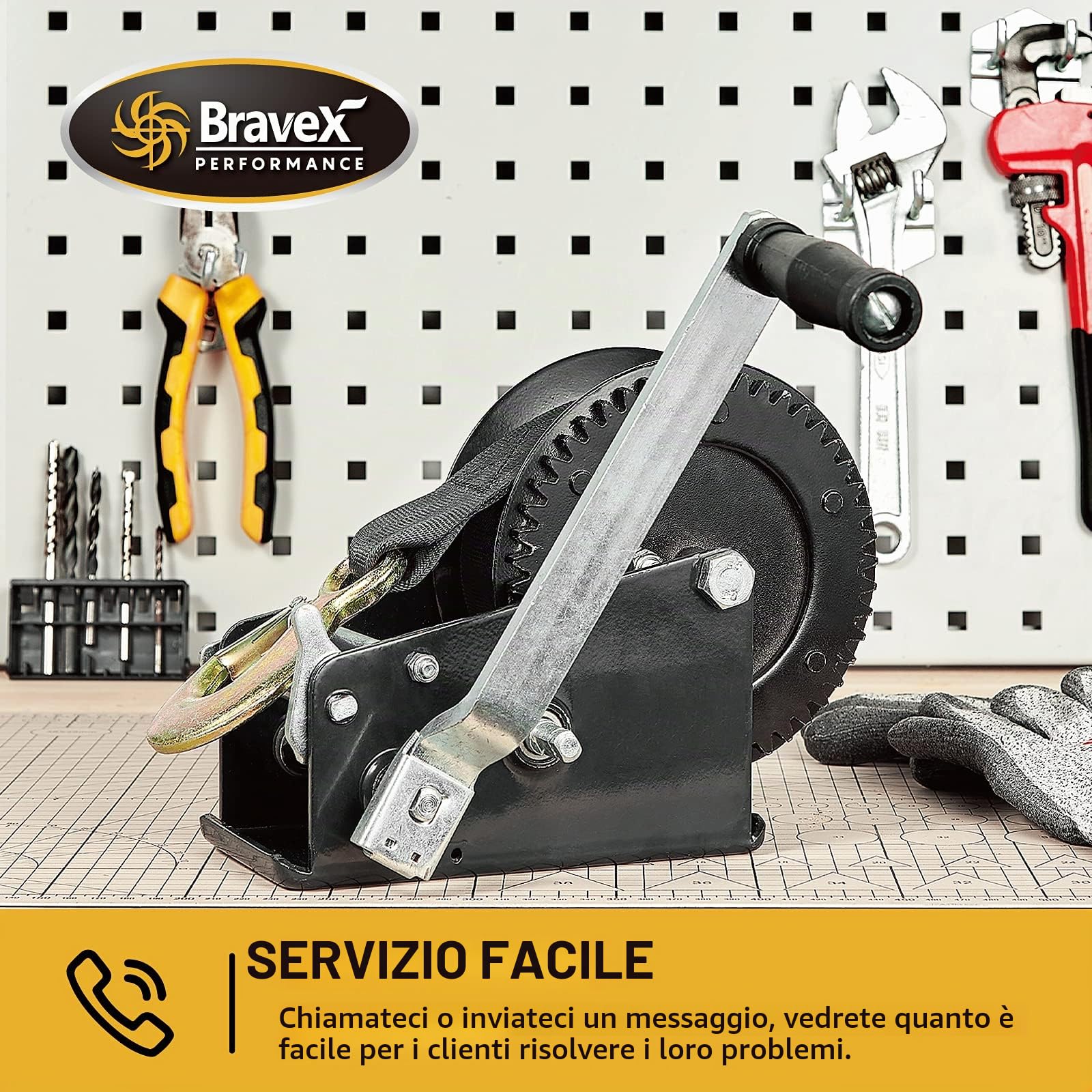 Megalint - Argano per rimorchio per barca, 1587,6 kg, con cinghia da 10 m, gancio resistente, verricello portatile, cavo in acciaio, argano manuale a cricchetto a due vie per SUV, ATV, UTV, barca per