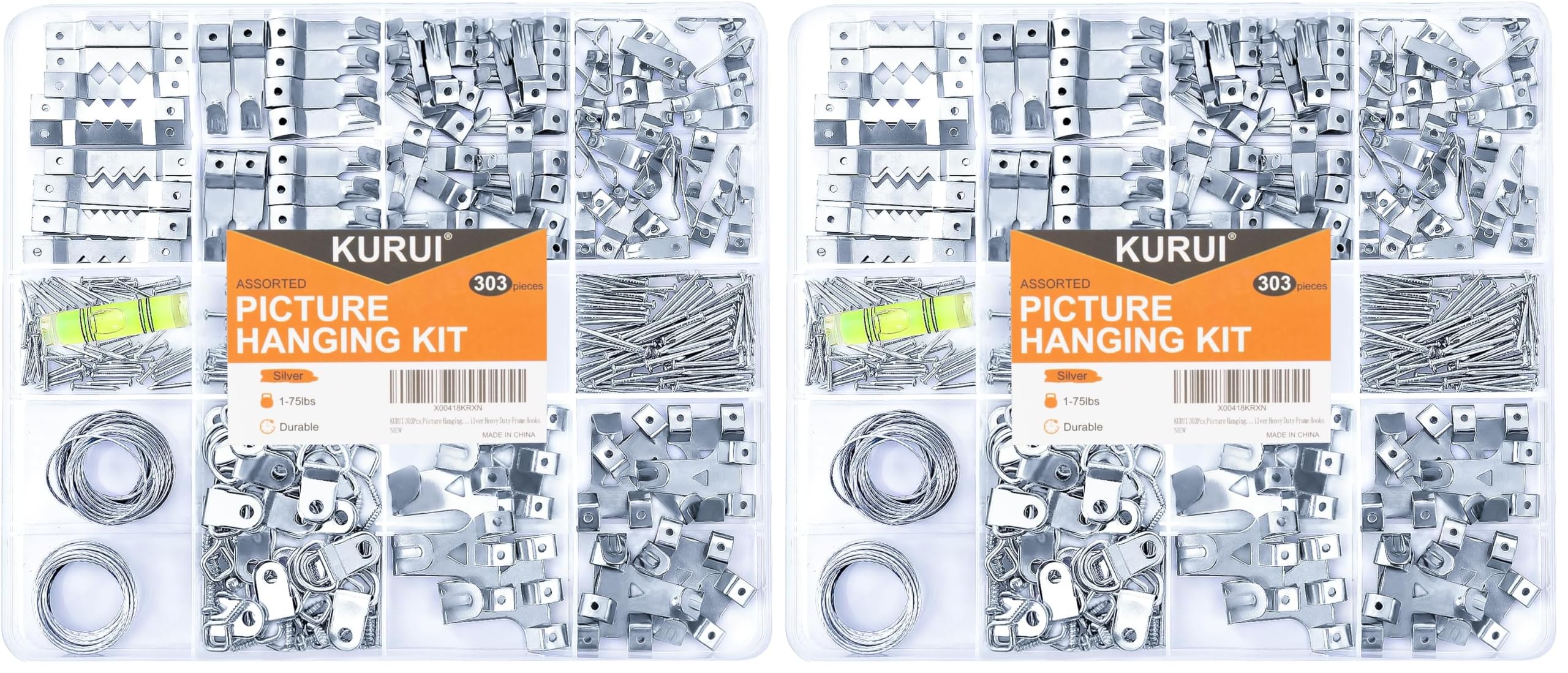 KURUI 303Pcs Picture Hangers for Wall Art Decor Tapestry, Picture Hanging Kit With Heavy Duty Wall Hooks, Sawtooth, Picture Wire, D Rings, Hardware Nails, Eye Hooks, Black Frame Hooks for Drywall Wood — Amazon image 11