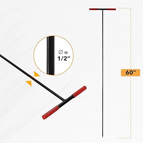 Miniatura 2 de HOMESTEAD Varilla de sonda de suelo de 60 pulgadas con mango ancho en T, agarre cómodo para localizar tuberías subterráneas y tanques sépticos