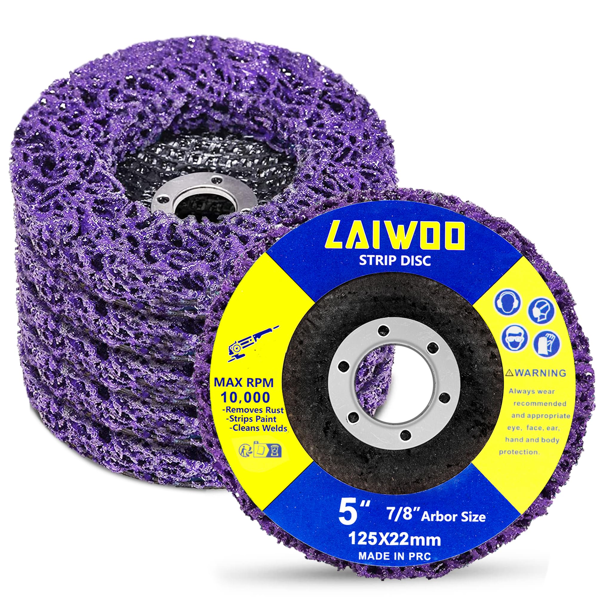 LAIWOO CSD Scheibe Schleifscheibe, Lila Reinigungsscheibe Set, Grobreinigungsscheibe Nylongewebescheibe Lackentfernung Rost für Winkelschleifer (5 Stücke - 125 * 22mm)